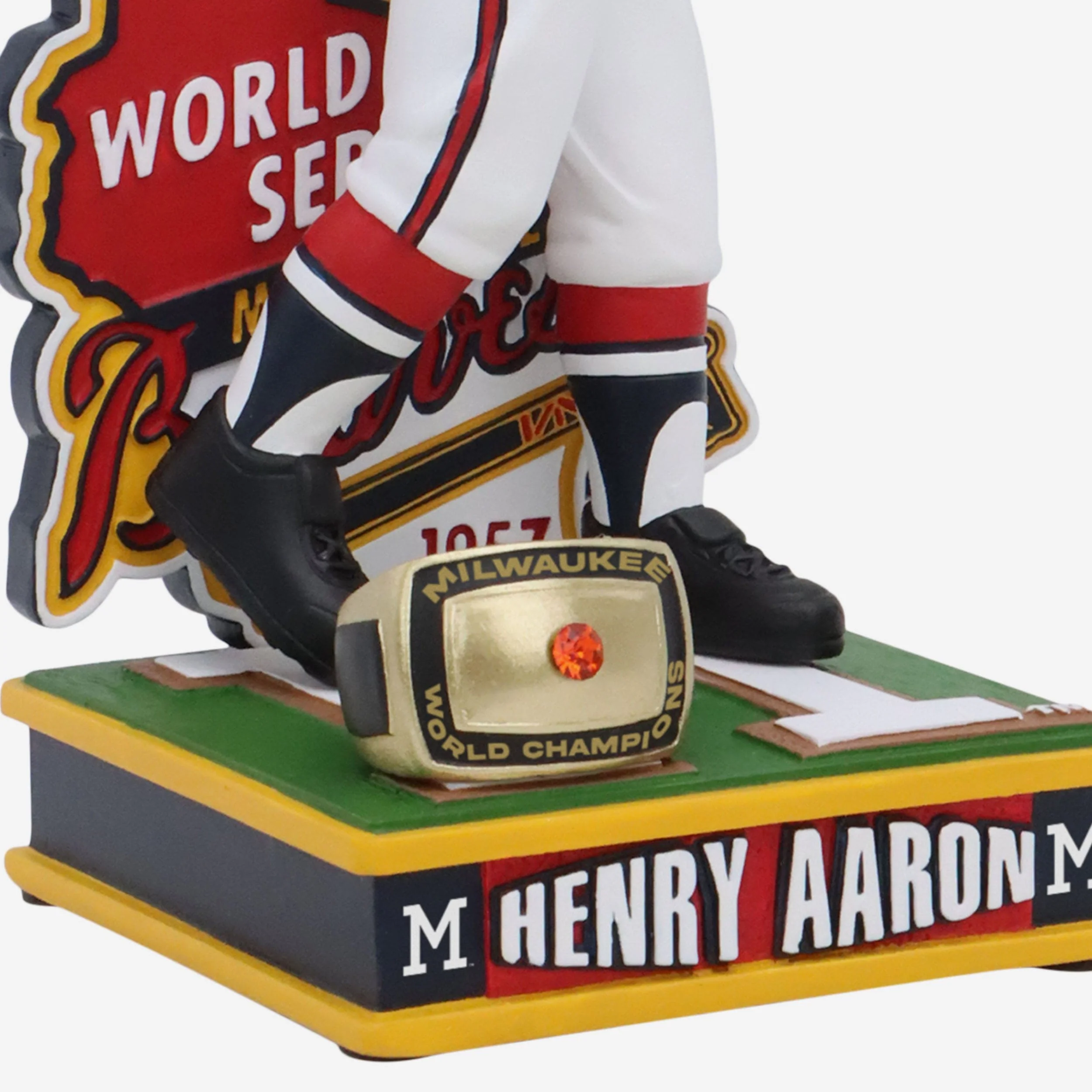 Hank Aaron Milwaukee Braves 1957 World Series Champions Bobblehead - Image 3
