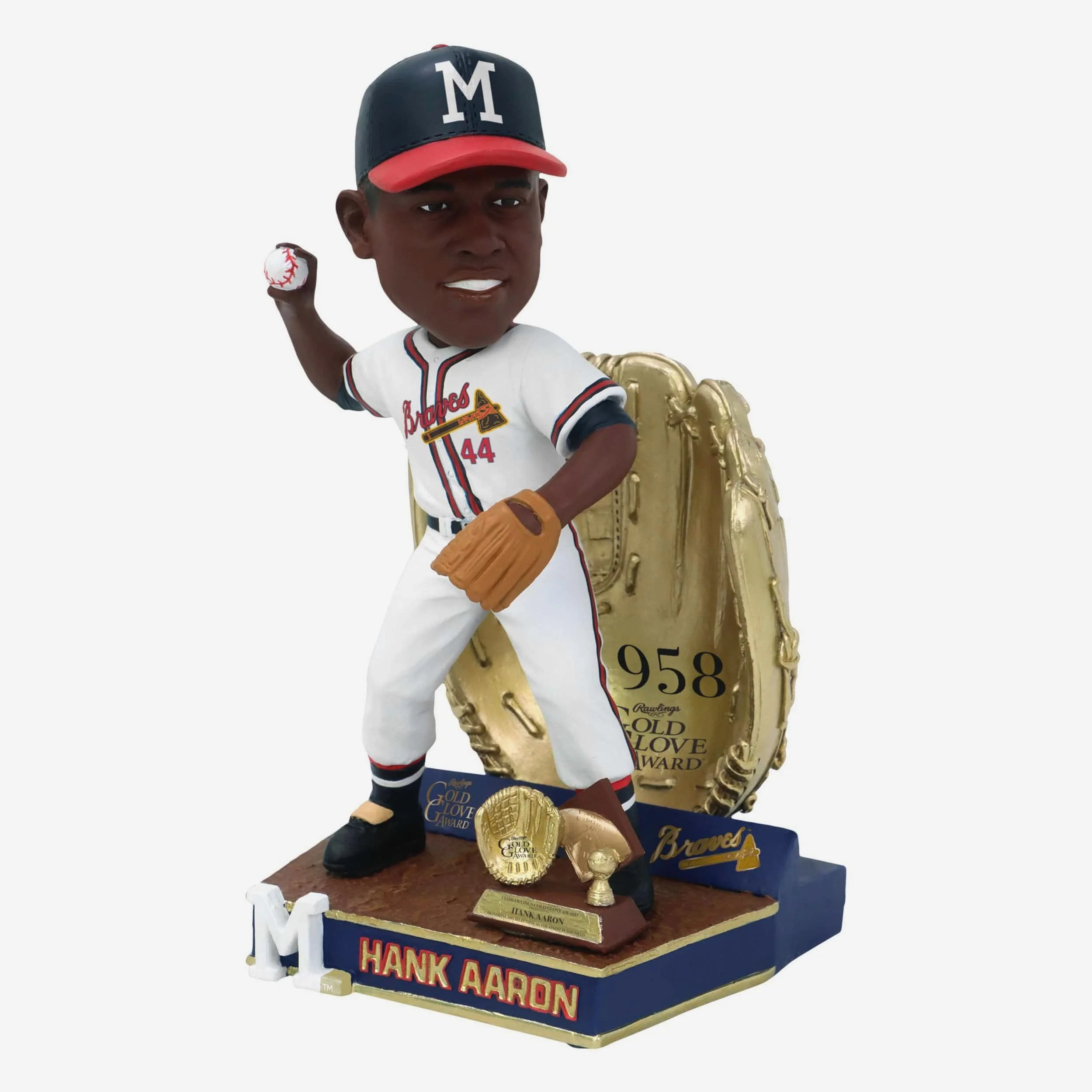 Hank Aaron Milwaukee Braves 1958 Gold Glove Bobblehead - Image 4