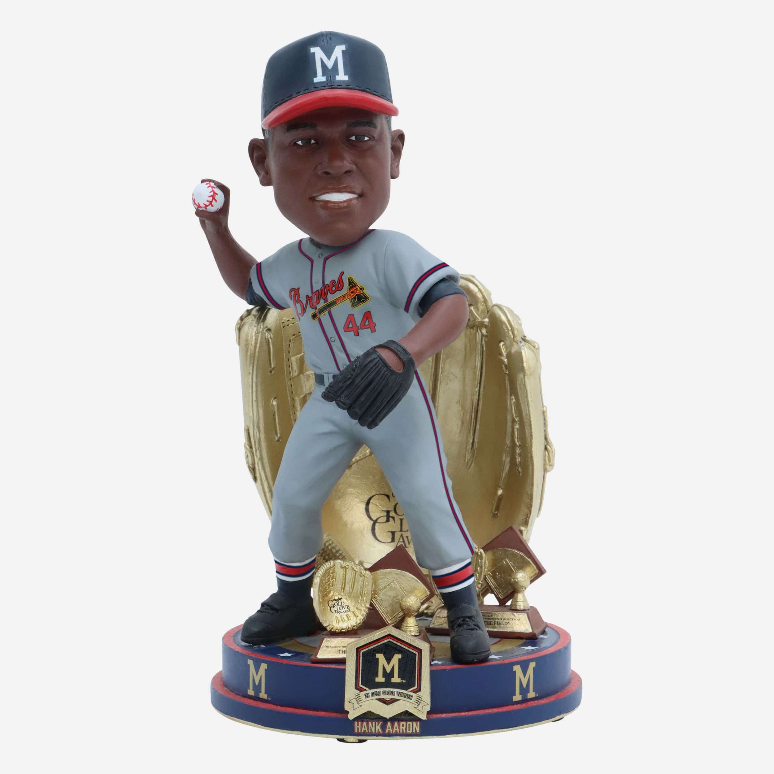 Hank Aaron Milwaukee Braves 3x Gold Glove Award Bobblehead