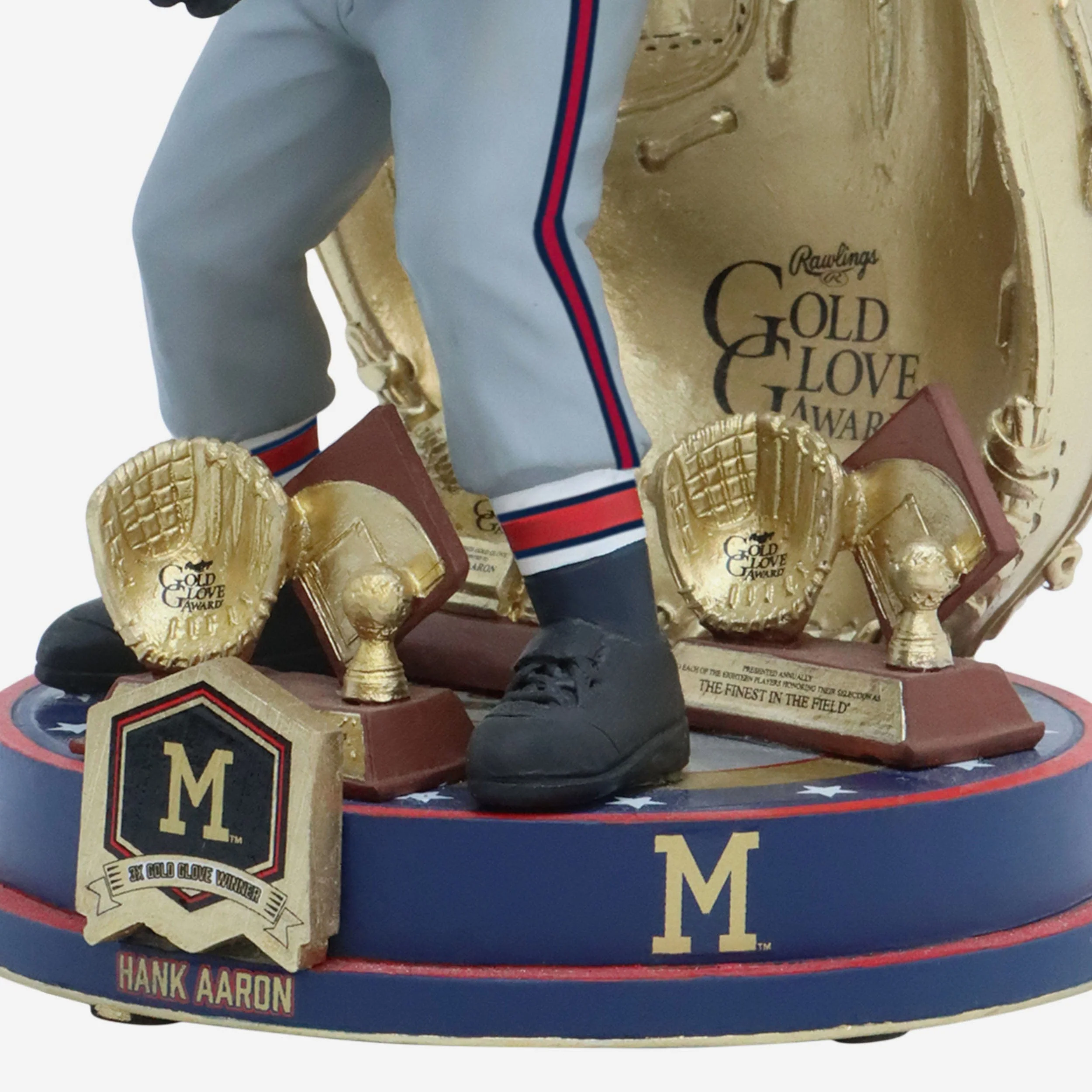 Hank Aaron Milwaukee Braves 3x Gold Glove Award Bobblehead - Image 3