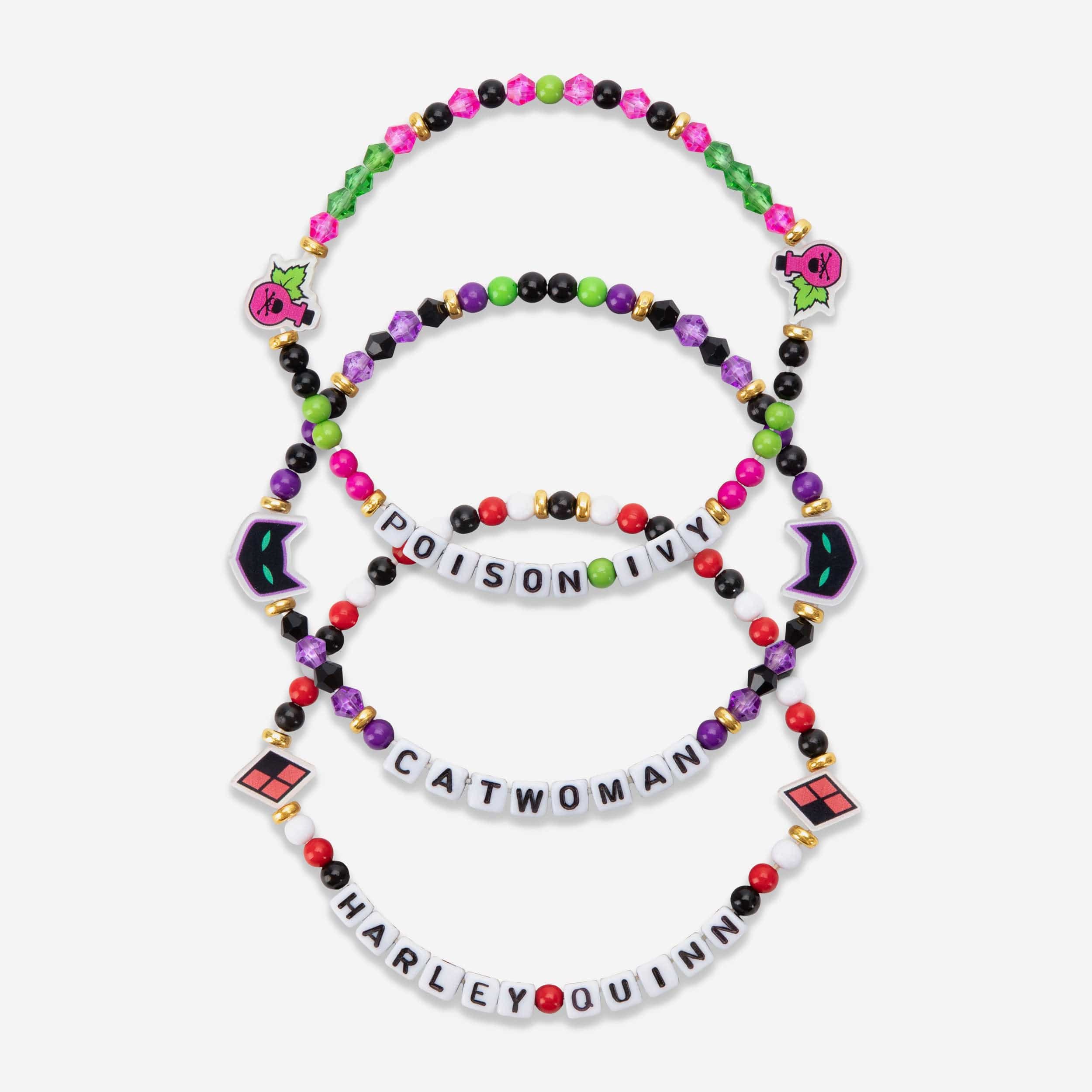 Harley Quinn™ & Catwoman™ & Poison Ivy™ DC 3 Pack Friendship Bracelet