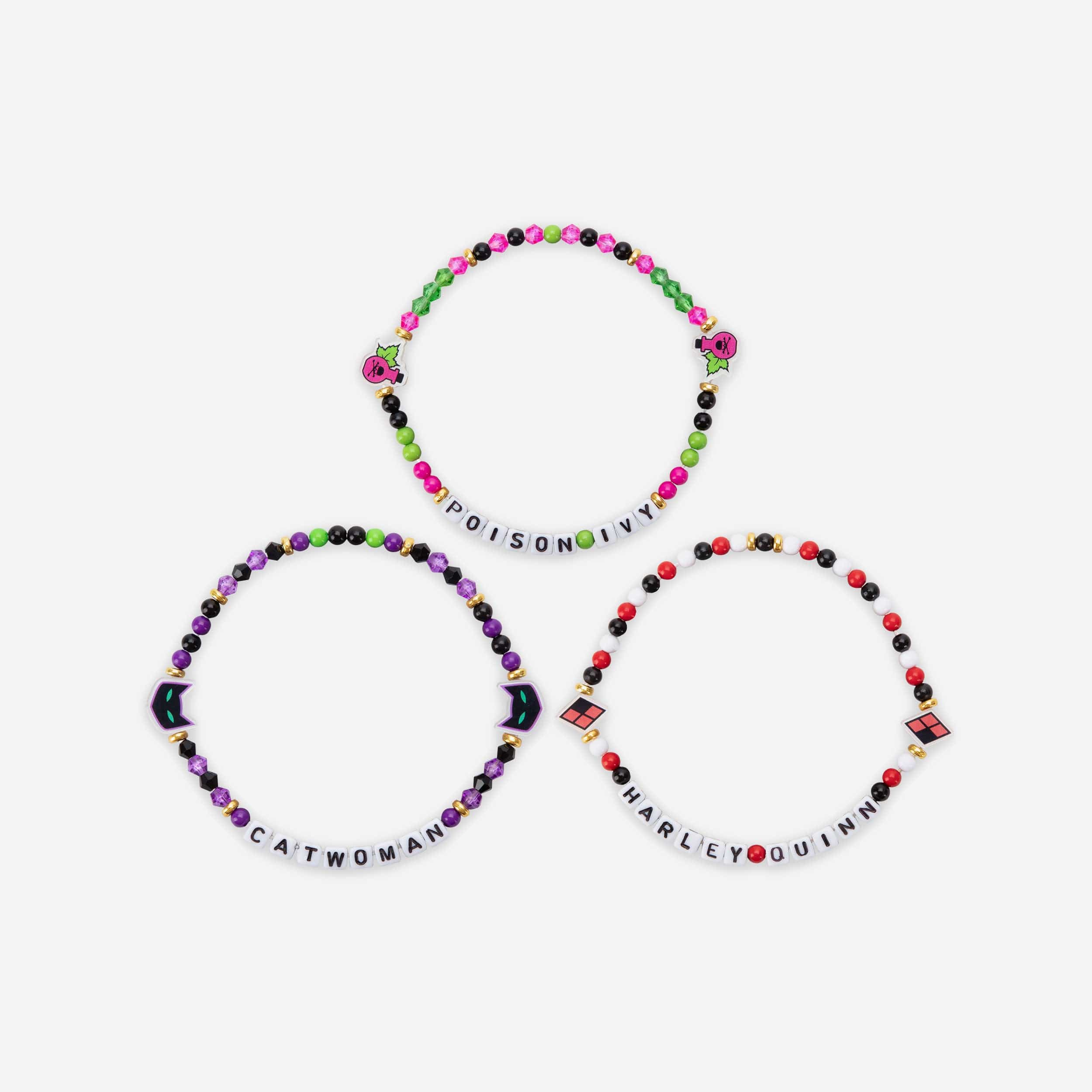 Harley Quinn™ & Catwoman™ & Poison Ivy™ DC 3 Pack Friendship Bracelet - Image 3