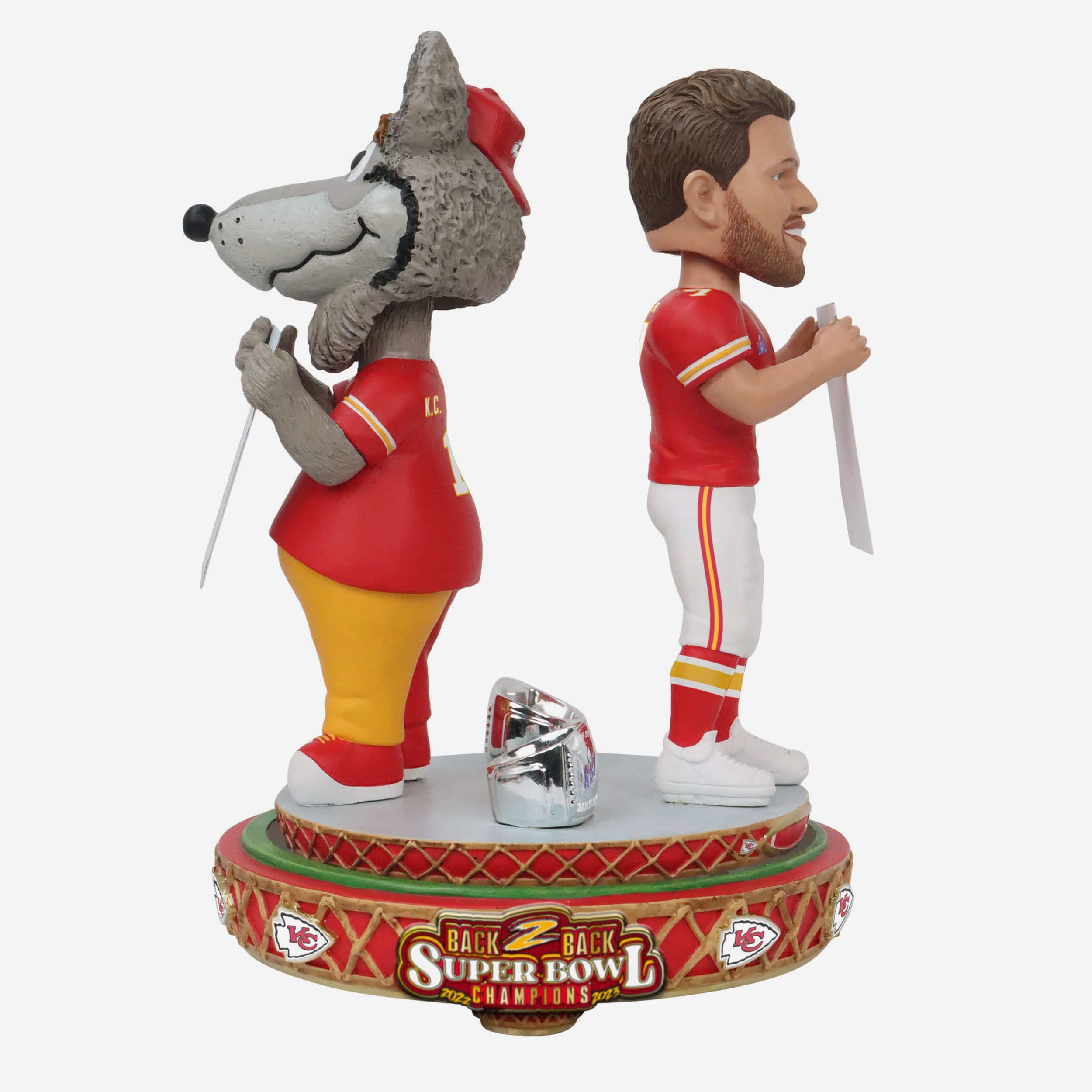 Harrison Butker & KC Wolf Kansas City Chiefs Super Bowl LVIII Champions Dual Spinner Bobblehead