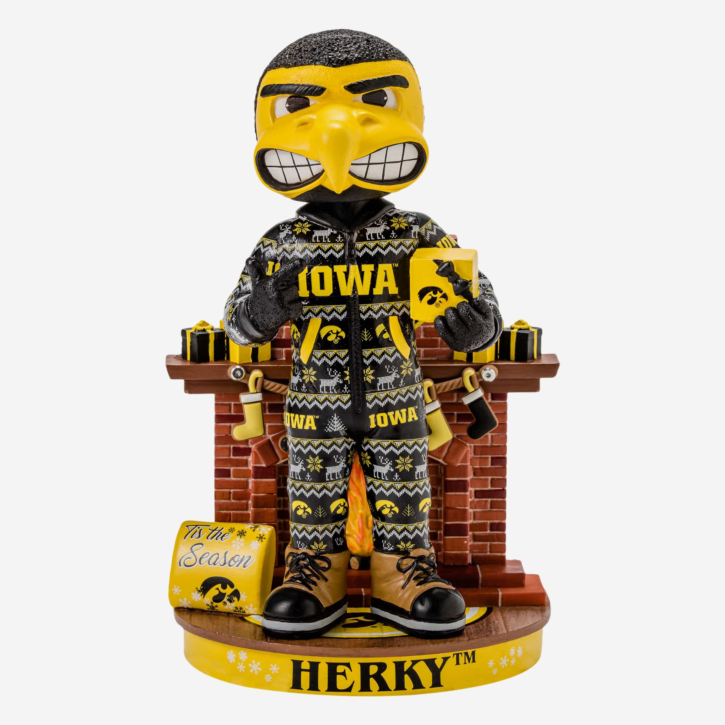 Herky The Hawk Iowa Hawkeyes Holiday Mascot Bobblehead