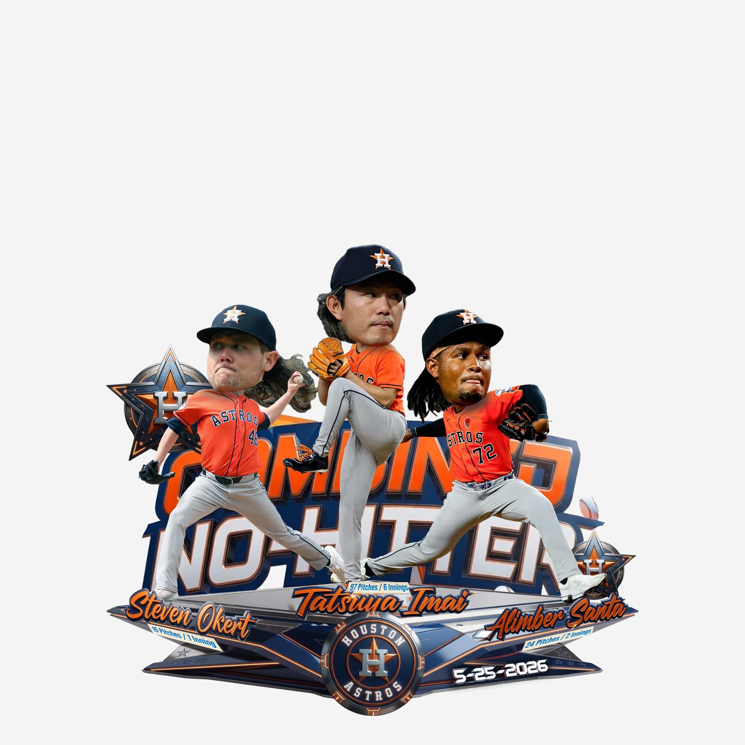 Houston Astros Combined No Hitter Mini Bobblehead Scene