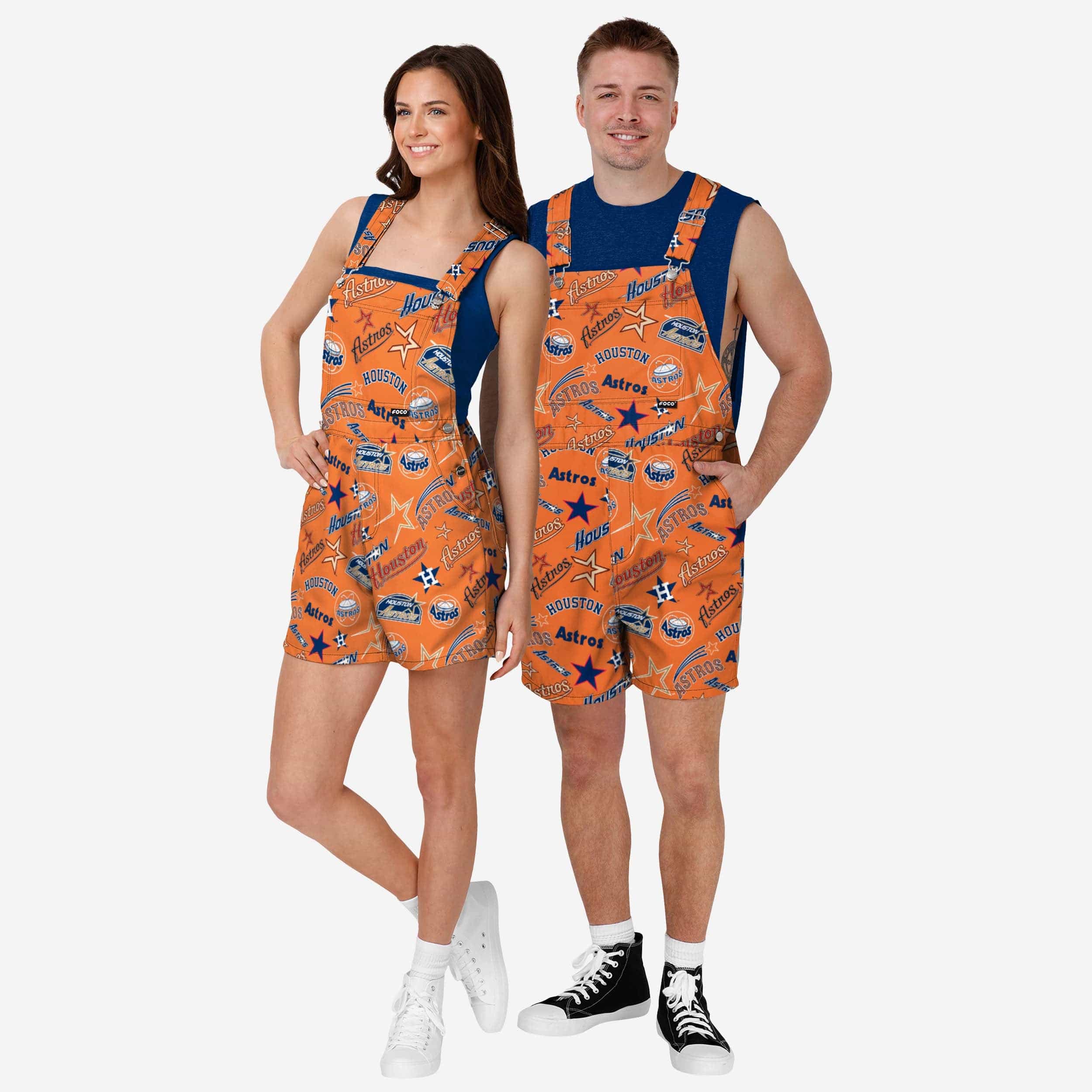 Houston Astros Mens Historic Print Bib Shortalls - Image 3