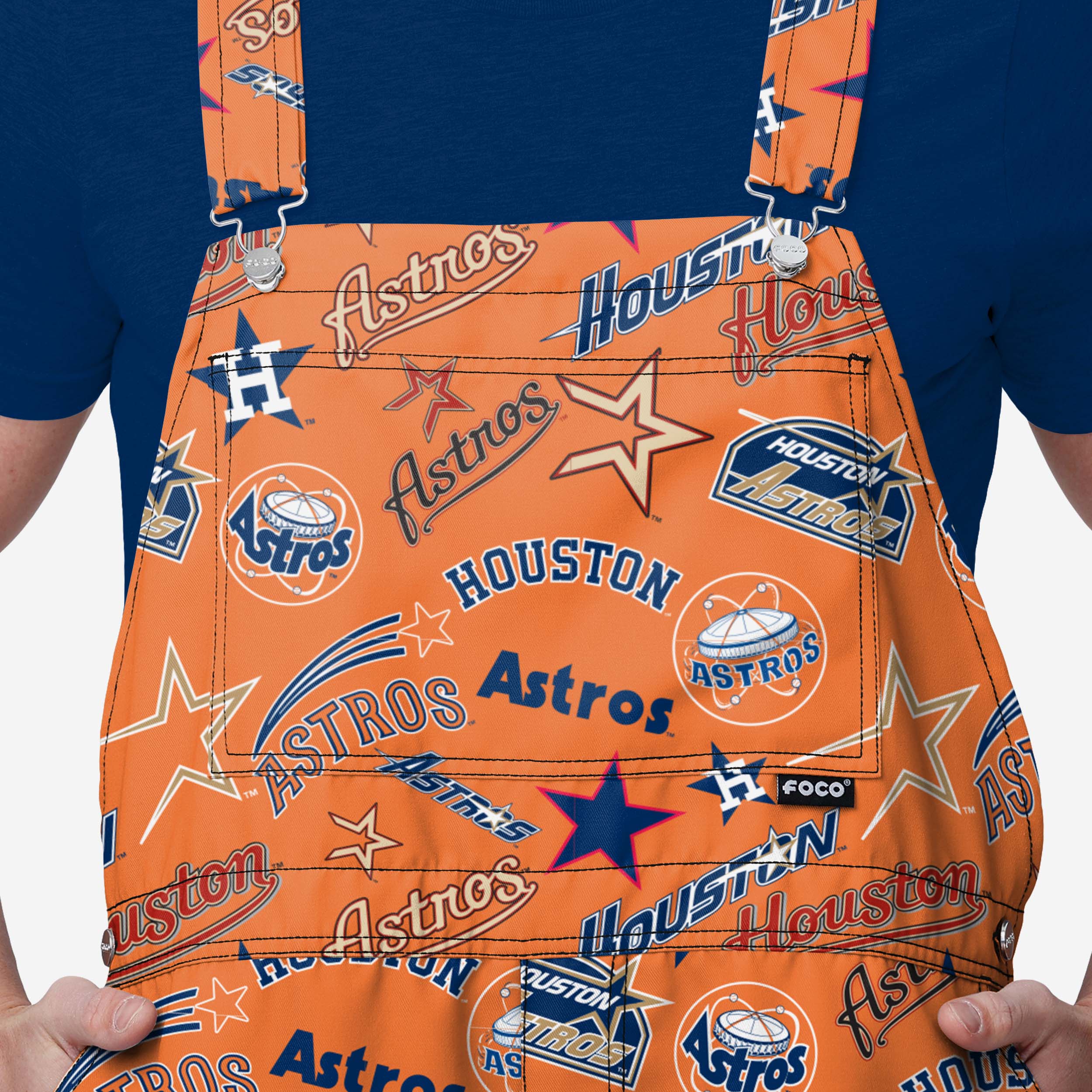 Houston Astros Mens Historic Print Bib Shortalls - Image 4