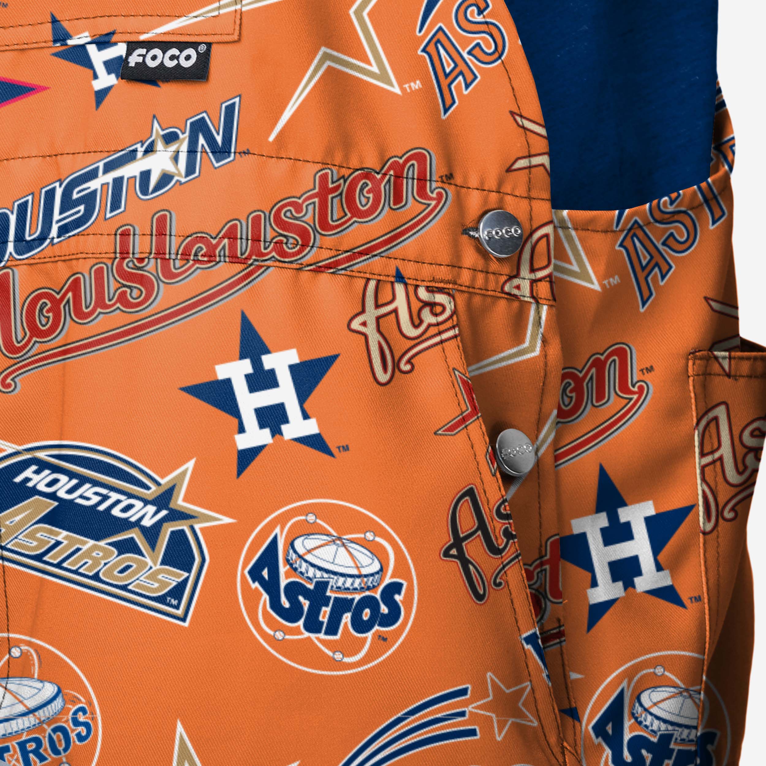 Houston Astros Mens Historic Print Bib Shortalls - Image 5