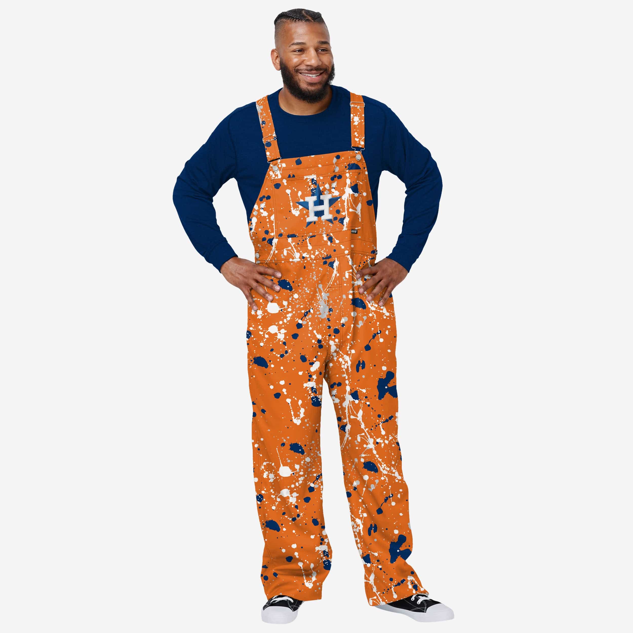 Houston Astros Mens Paint Splatter Bib Overalls