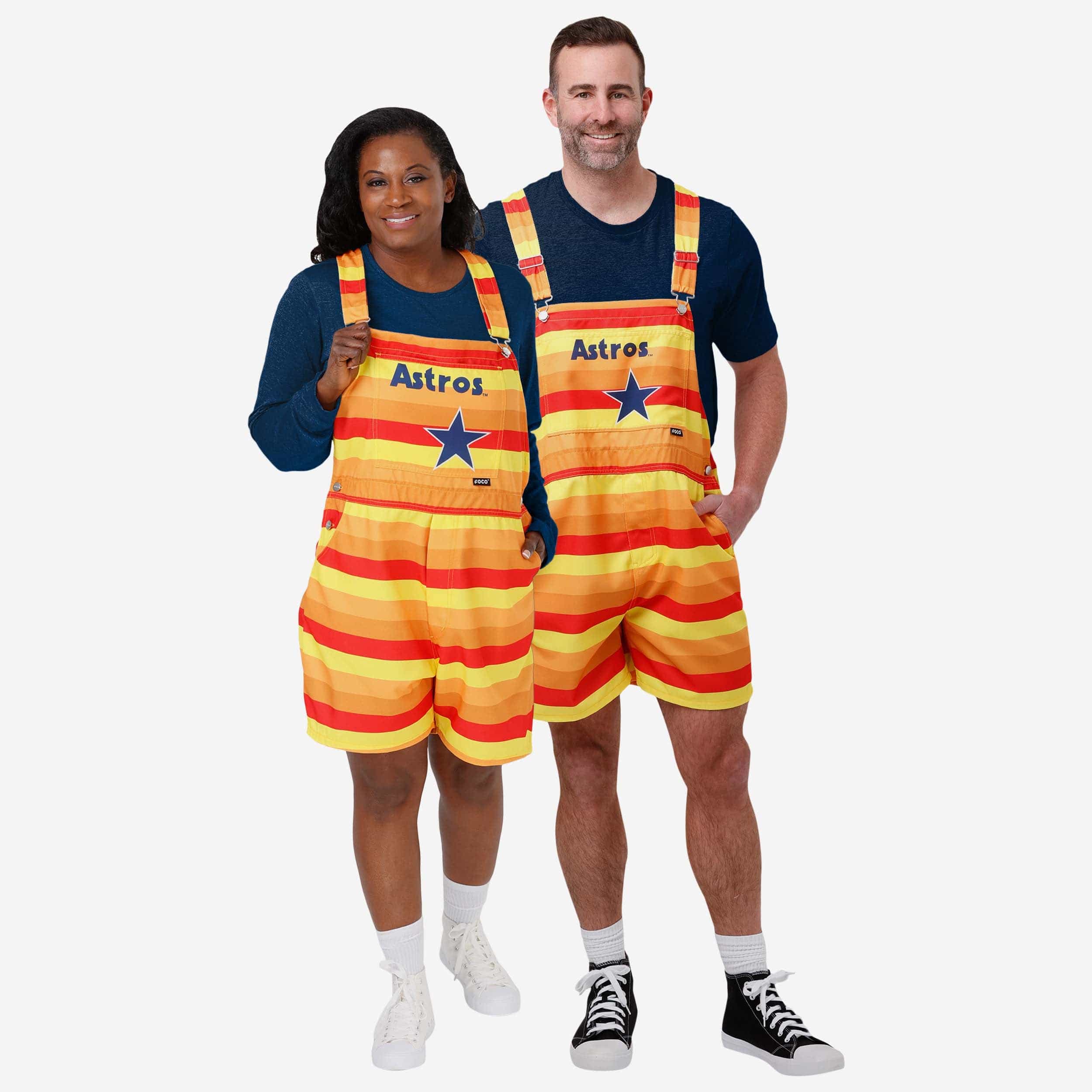 Houston Astros Mens Throwback Thematic Bib Shortalls - Image 3