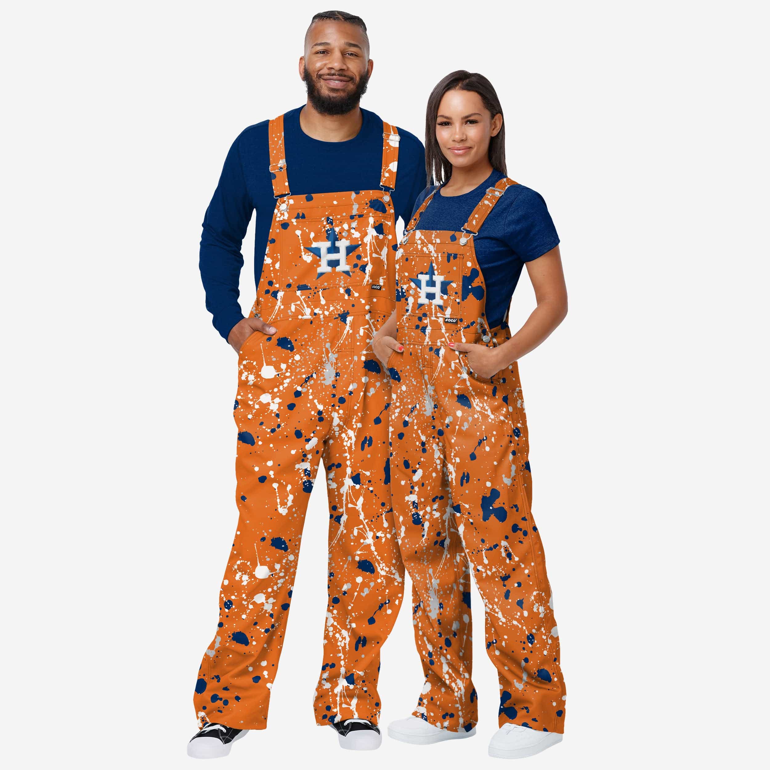 Houston Astros Womens Paint Splatter Bib Overalls - Image 3