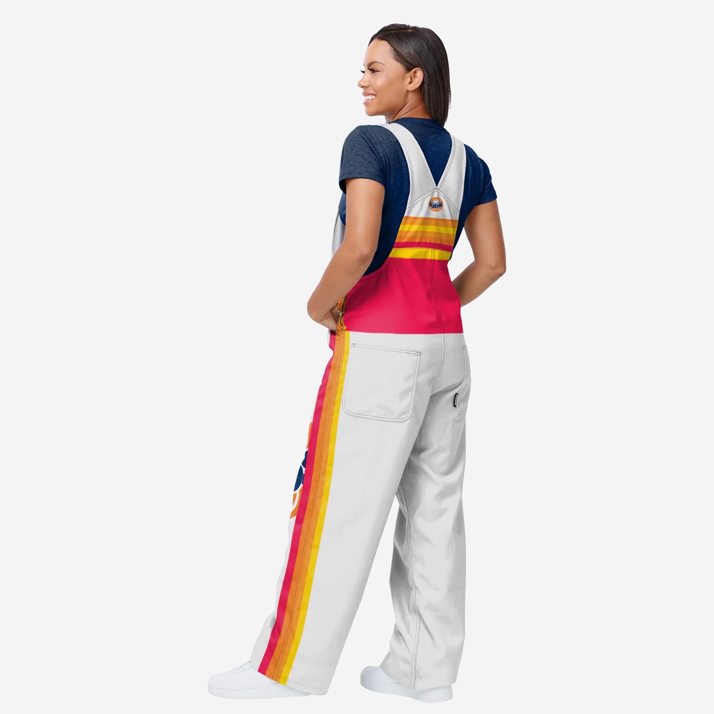 Houston Astros Womens Throwback Stripe Thematic Bib Overalls - Image 2