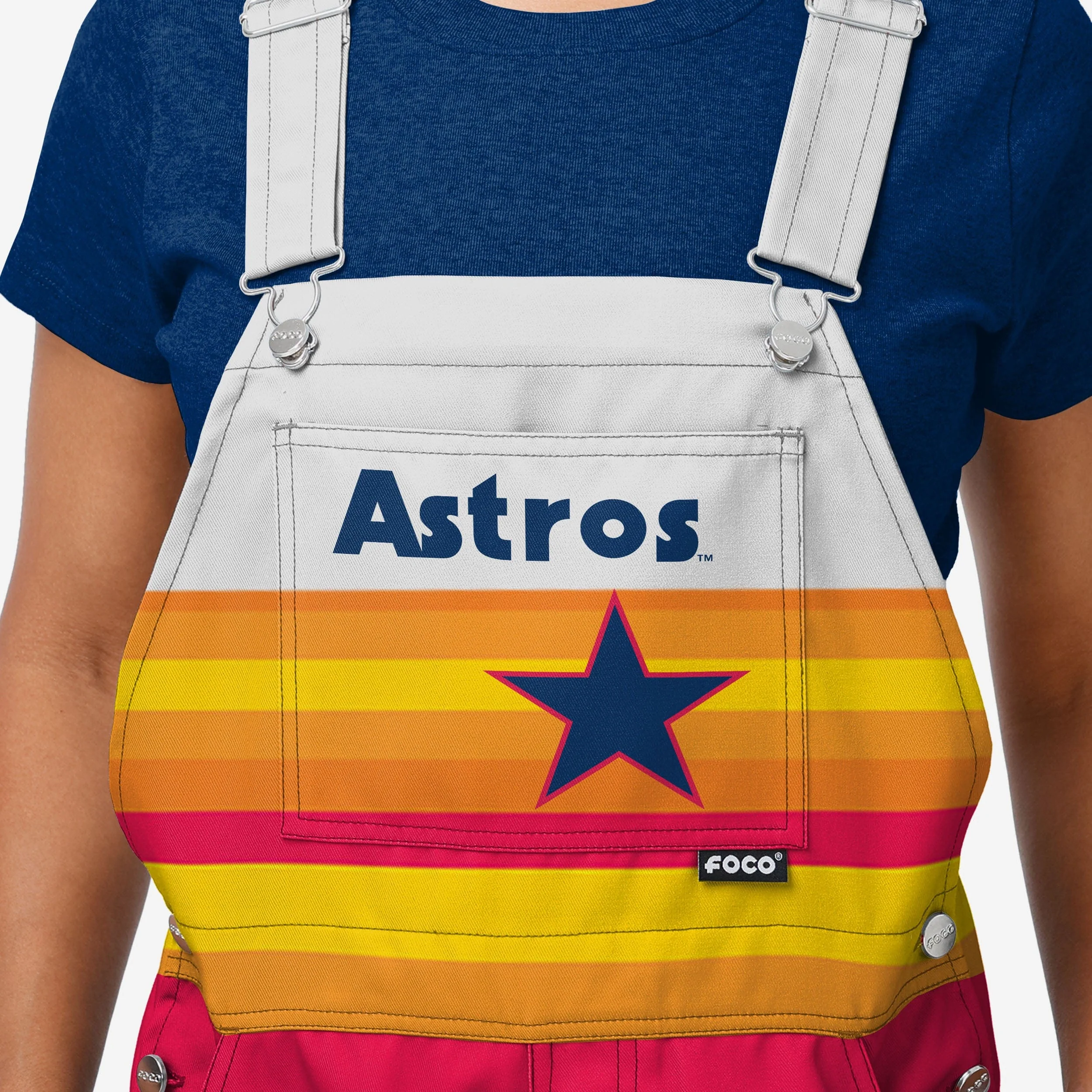 Houston Astros Womens Throwback Stripe Thematic Bib Overalls - Image 3