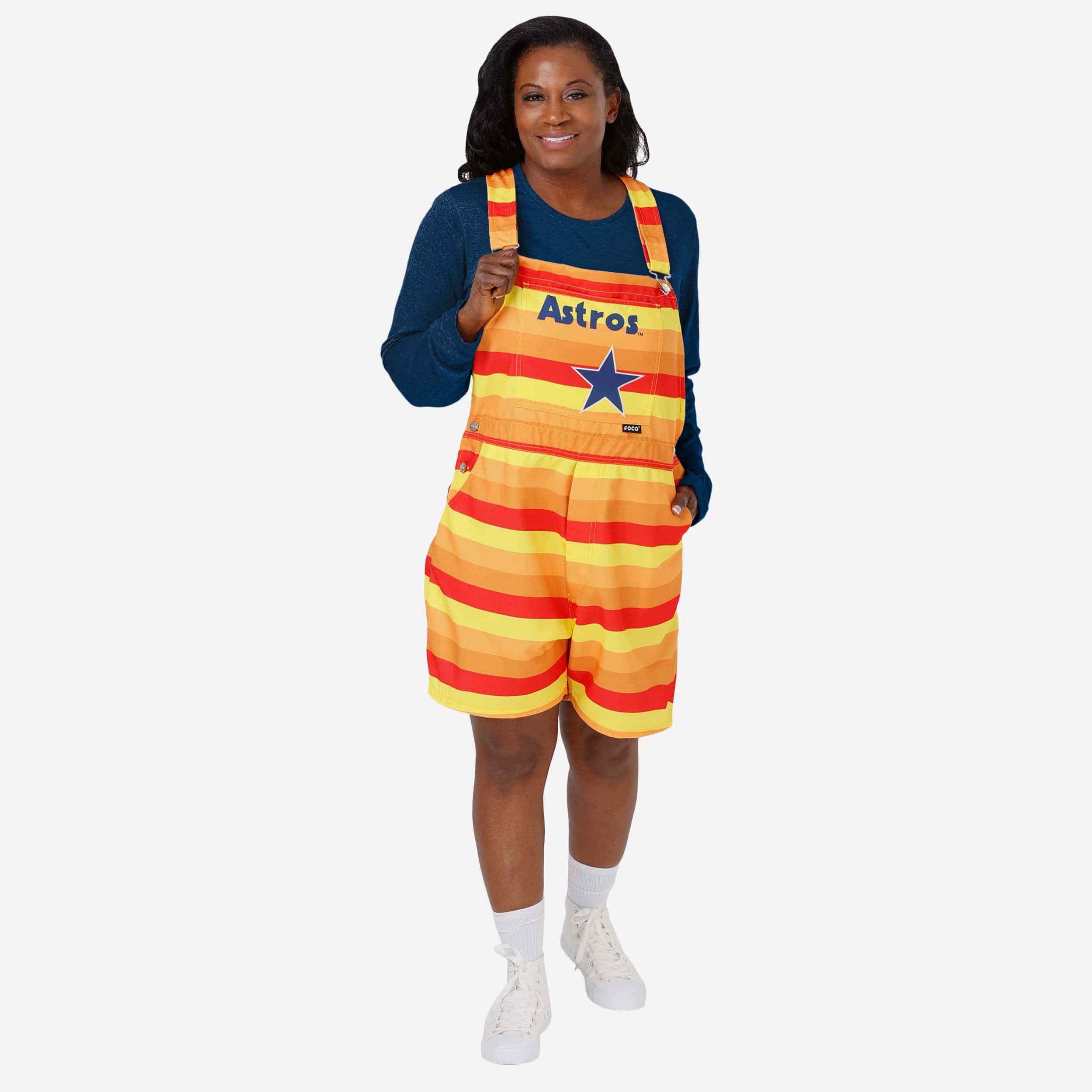 Houston Astros Womens Throwback Thematic Bib Shortalls