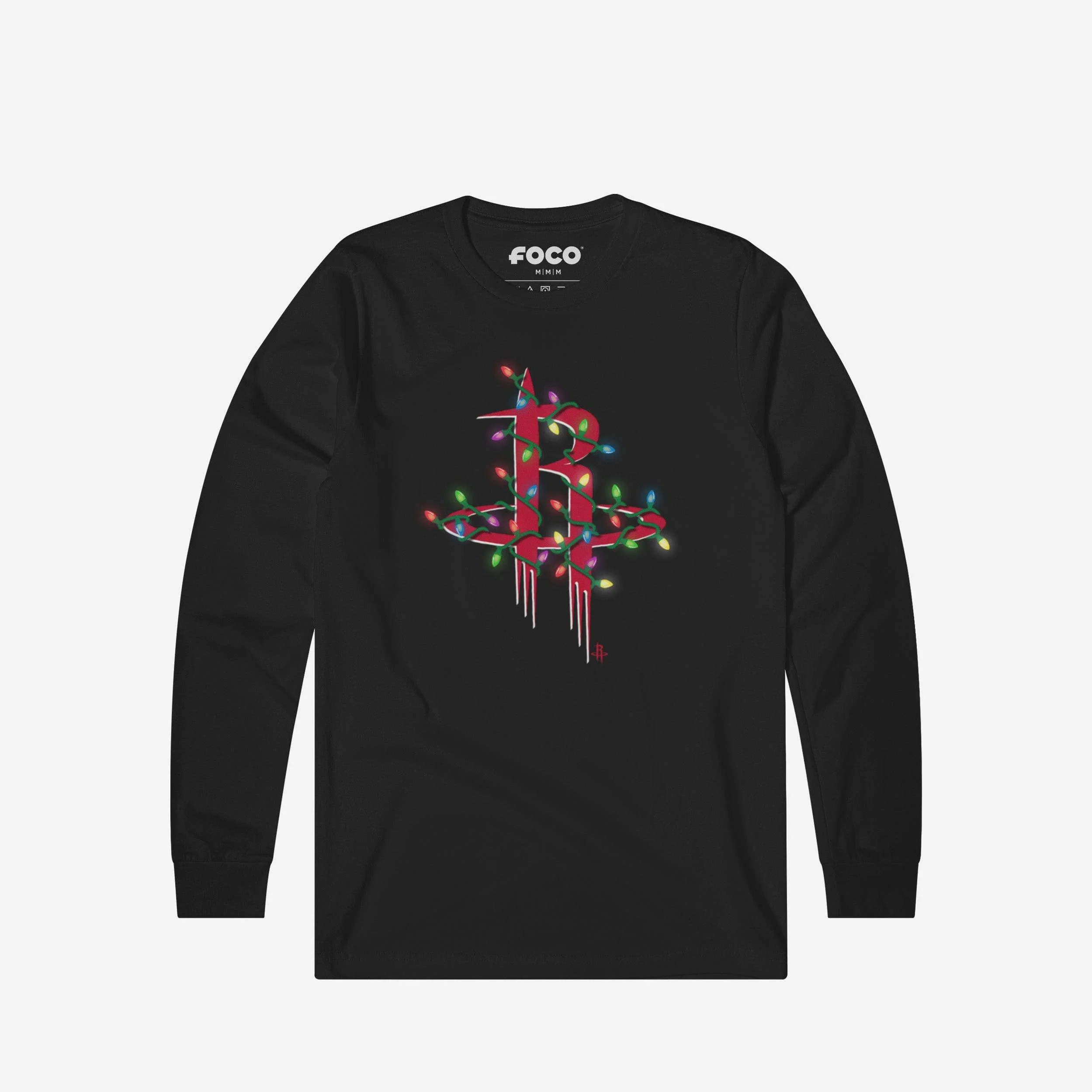 Houston Rockets Primary Logo Holiday Lights Long Sleeve T-Shirt