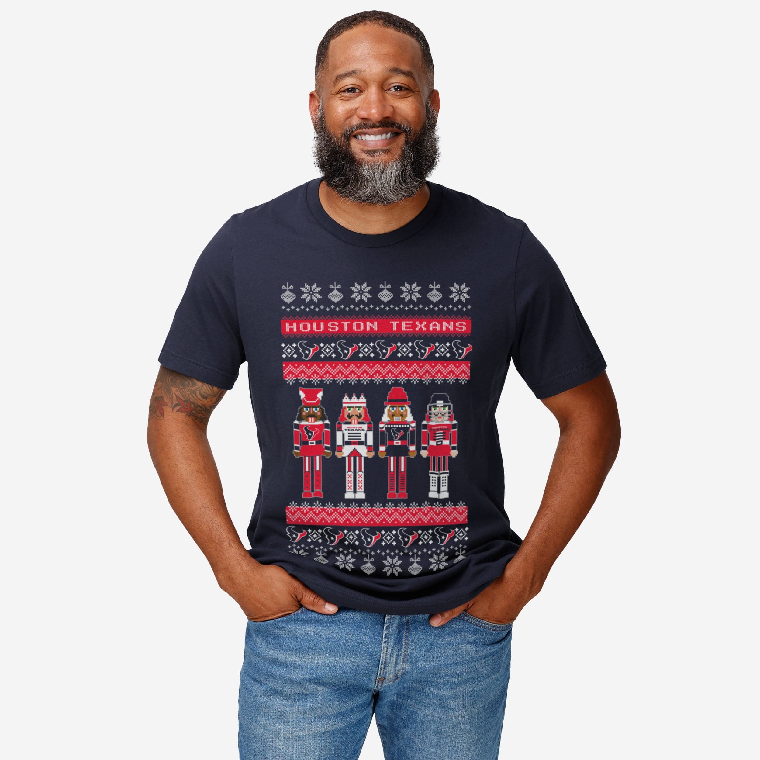 Houston Texans Holiday Nutcracker Sweater T-Shirt - Image 2