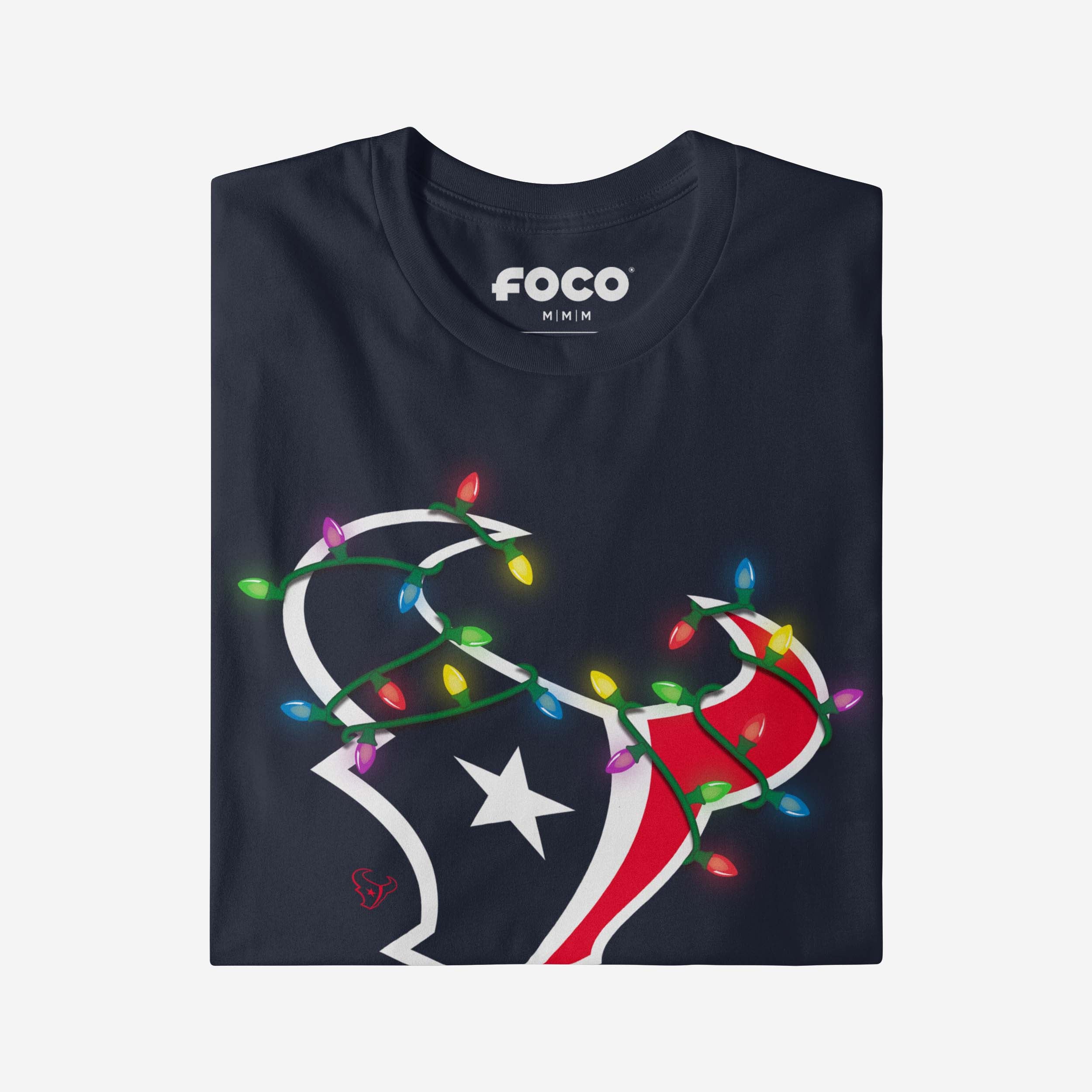 Houston Texans Primary Logo Holiday Lights Long Sleeve T-Shirt - Image 4