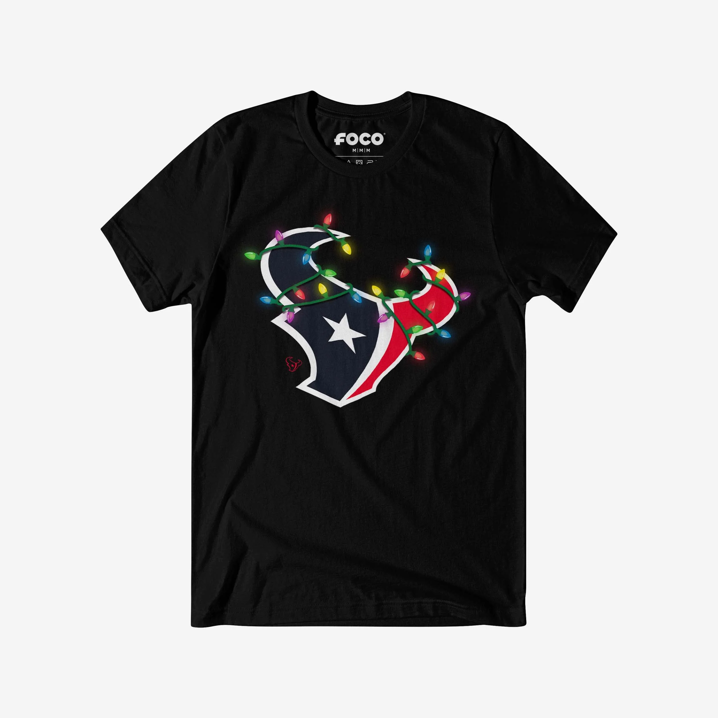 Houston Texans Primary Logo Holiday Lights T-Shirt - Image 5