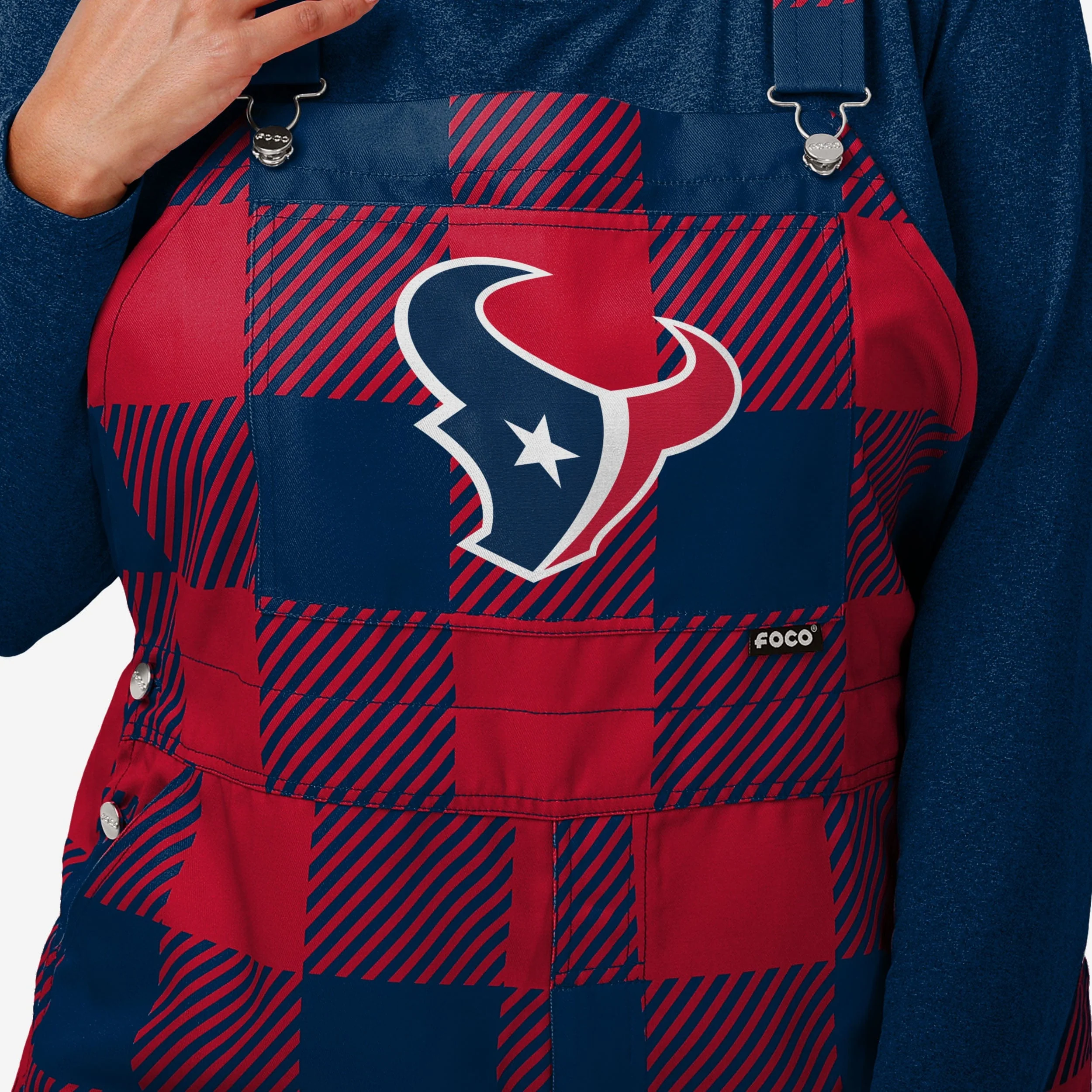 Houston Texans Womens Plaid Bib Overalls - Image 4