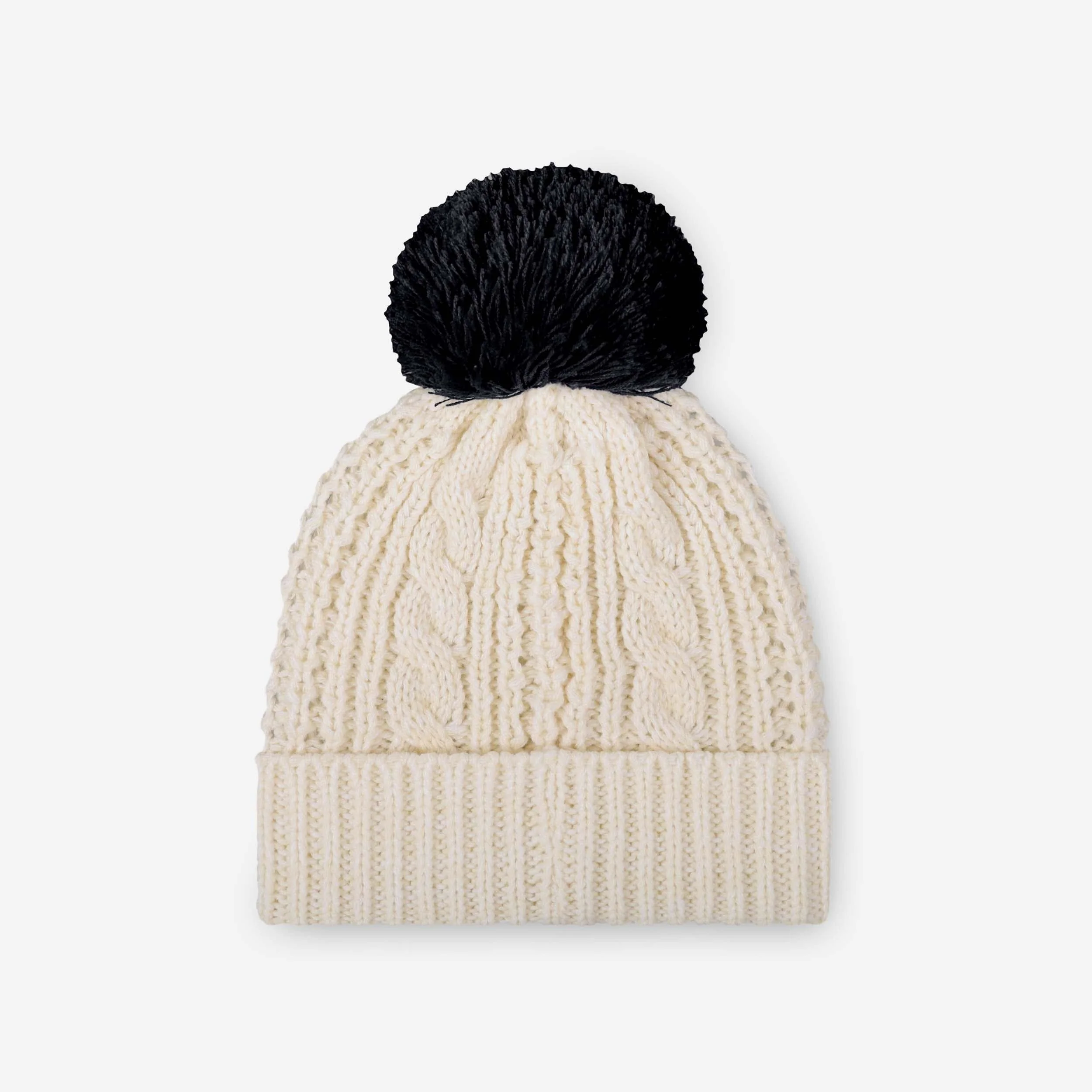 Houston Texans Womens Primary Logo White Cable Knit Pom Beanie - Image 2
