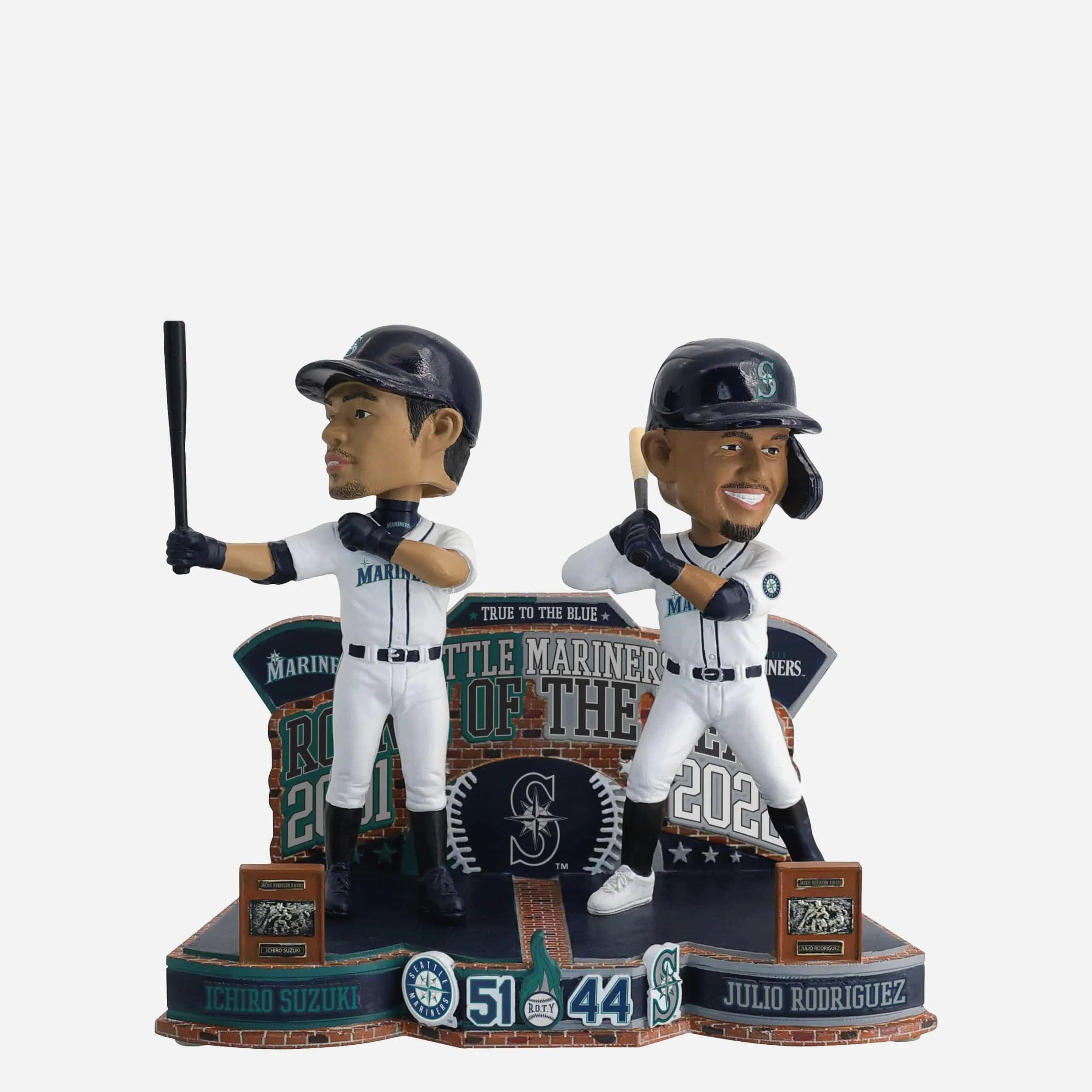 Ichiro Suzuki & Julio Rodriguez Seattle Mariners 2001 & 2022 Rookie of the Year Then and Now Bobblehead