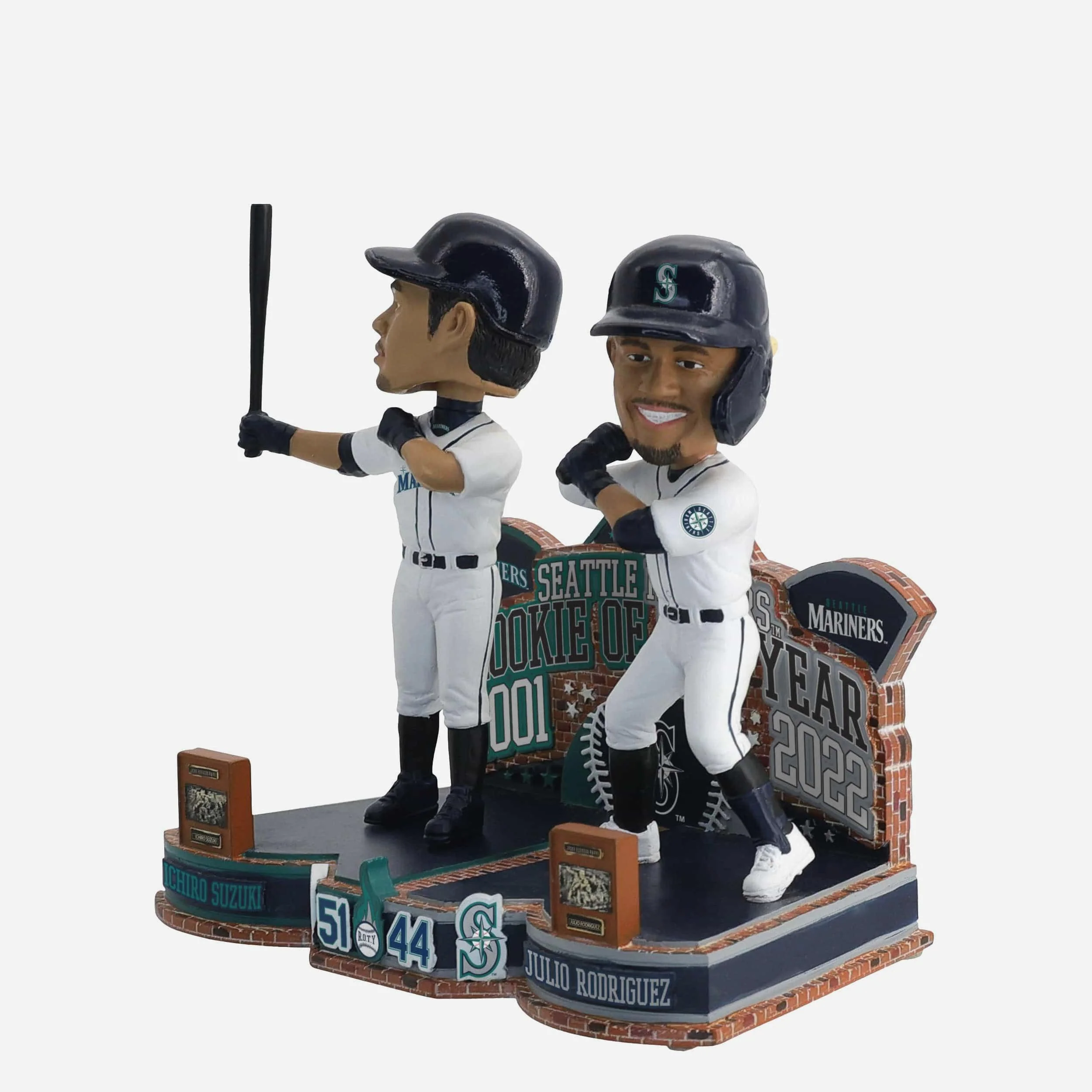 Ichiro Suzuki & Julio Rodriguez Seattle Mariners 2001 & 2022 Rookie of the Year Then and Now Bobblehead - Image 5