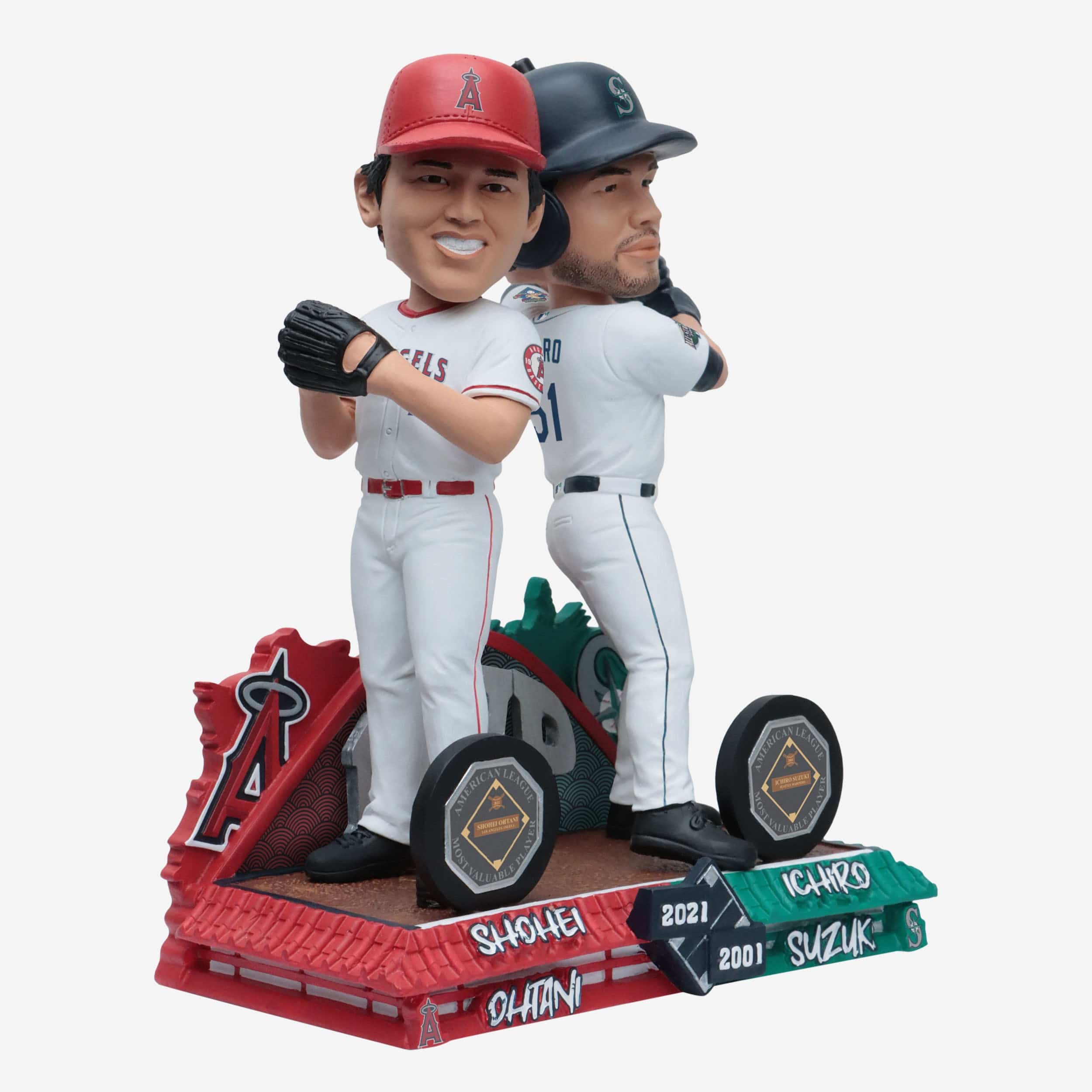 Ichiro Suzuki & Shohei Ohtani Seattle Mariners & Los Angeles Angels 2001 & 2021 AL MVP Dual Bobblehead - Image 5