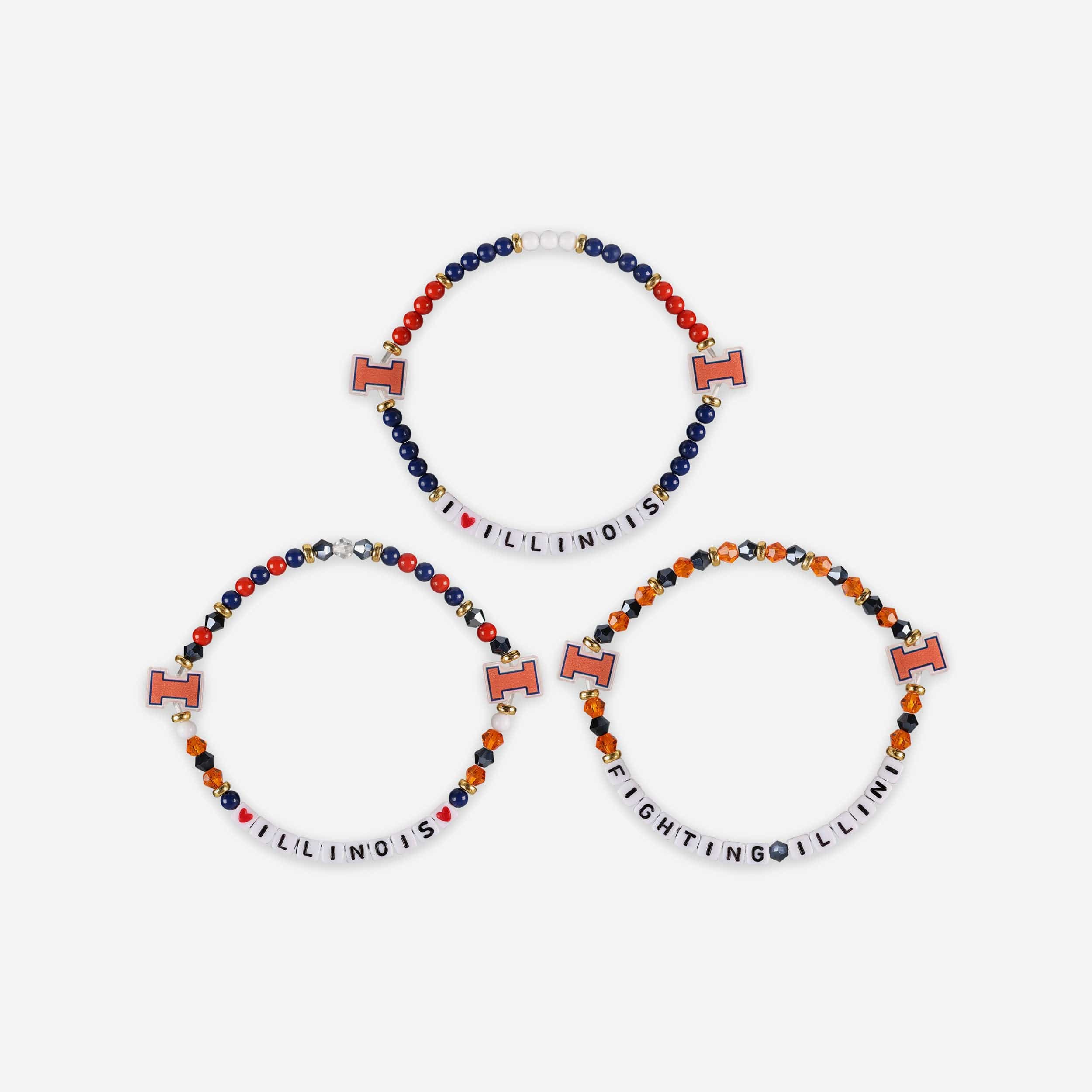 Illinois Fighting Illini 3 Pack Friendship Bracelet - Image 3