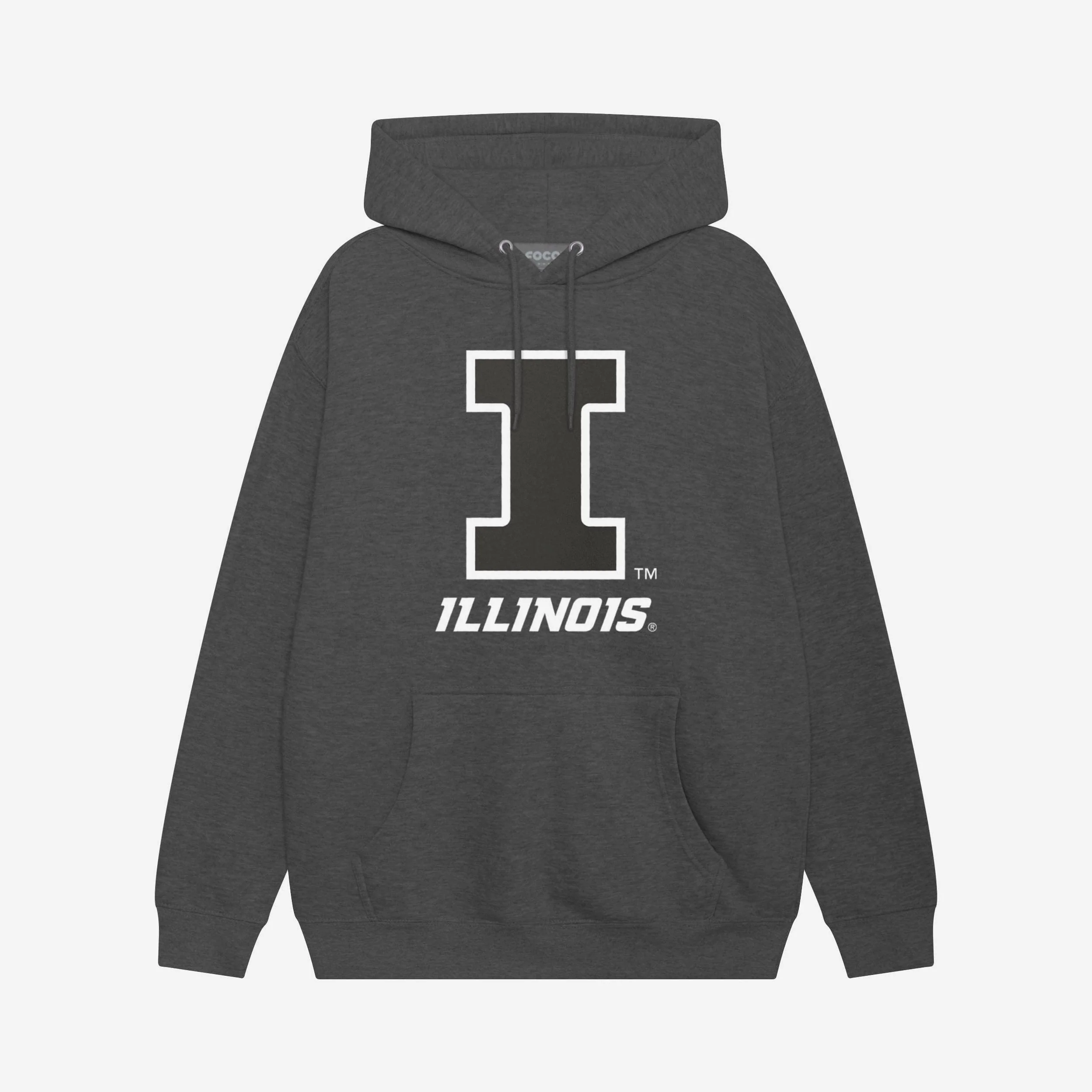 Illinois Fighting Illini Black & White Primary Logo Hoodie