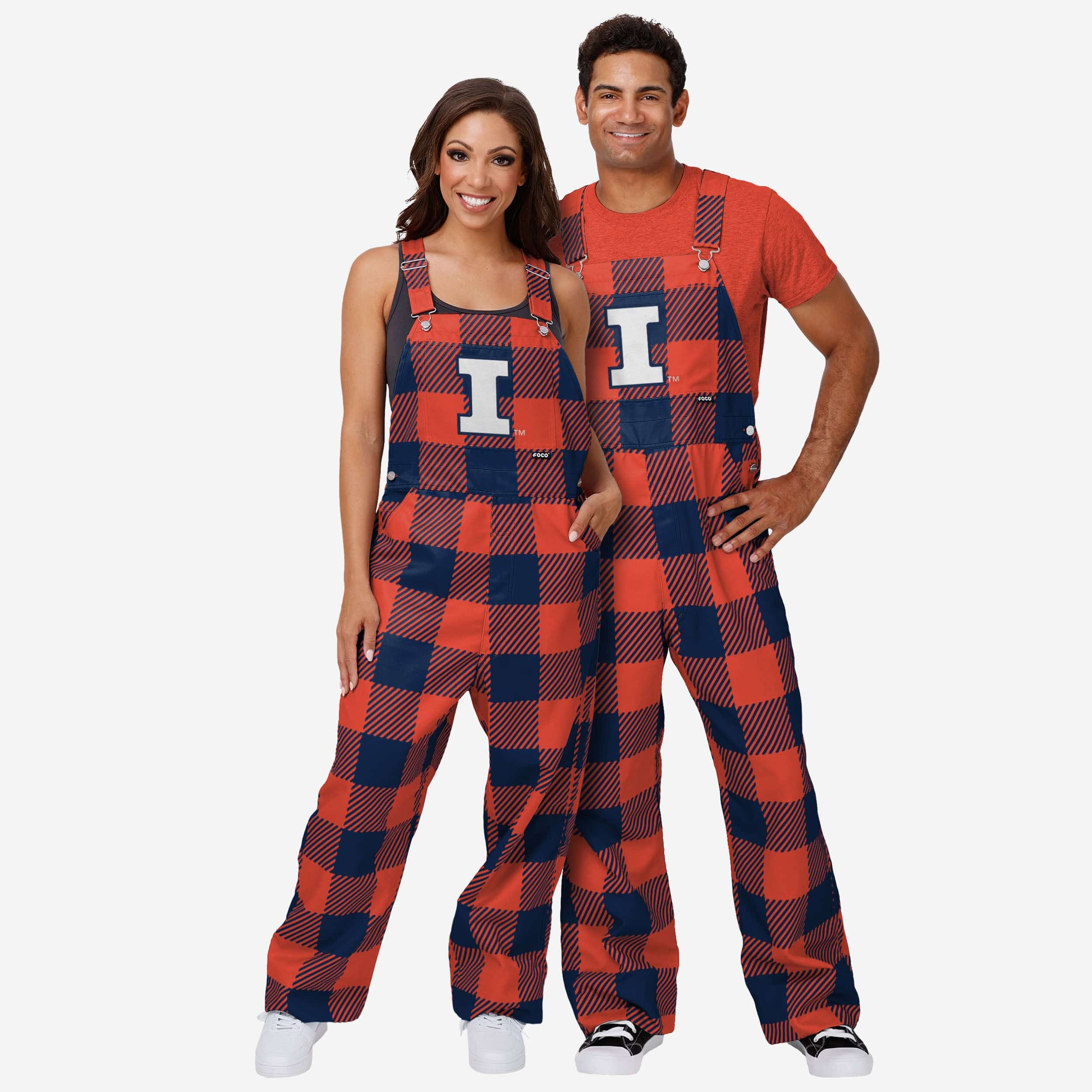 Illinois Fighting Illini Mens Plaid Bib Overalls - Image 3