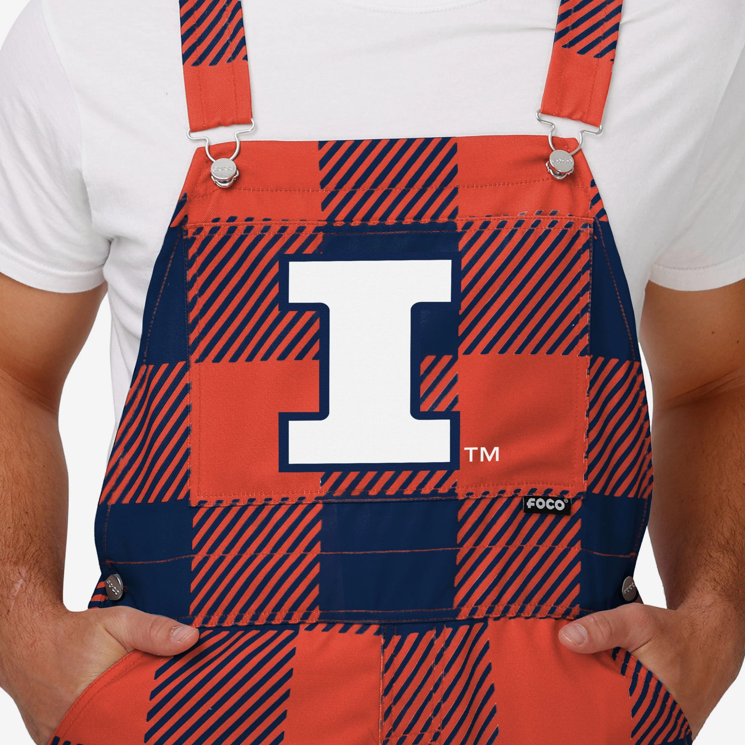 Illinois Fighting Illini Mens Plaid Bib Overalls - Image 4