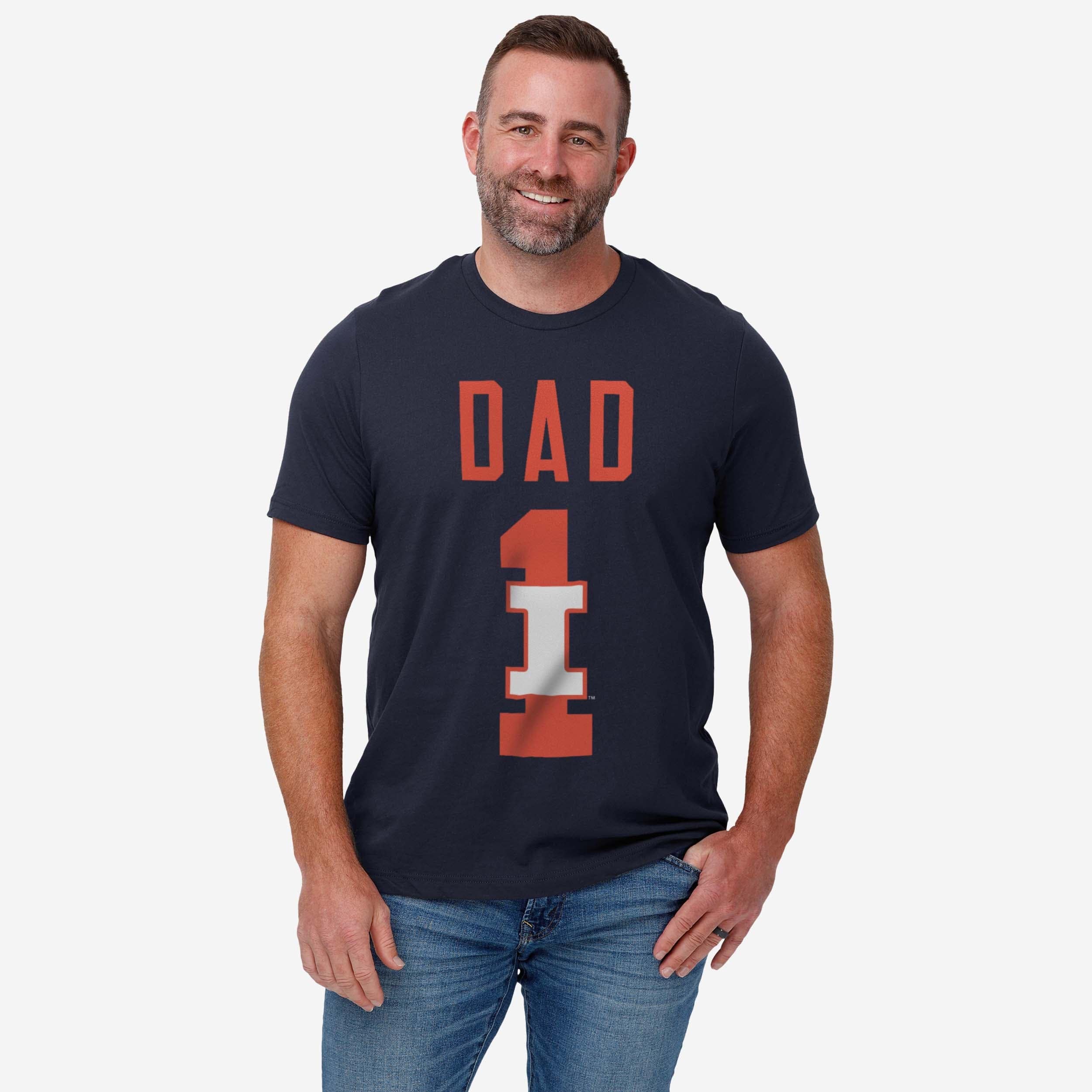 Illinois Fighting Illini Number 1 Dad T-Shirt - Image 2