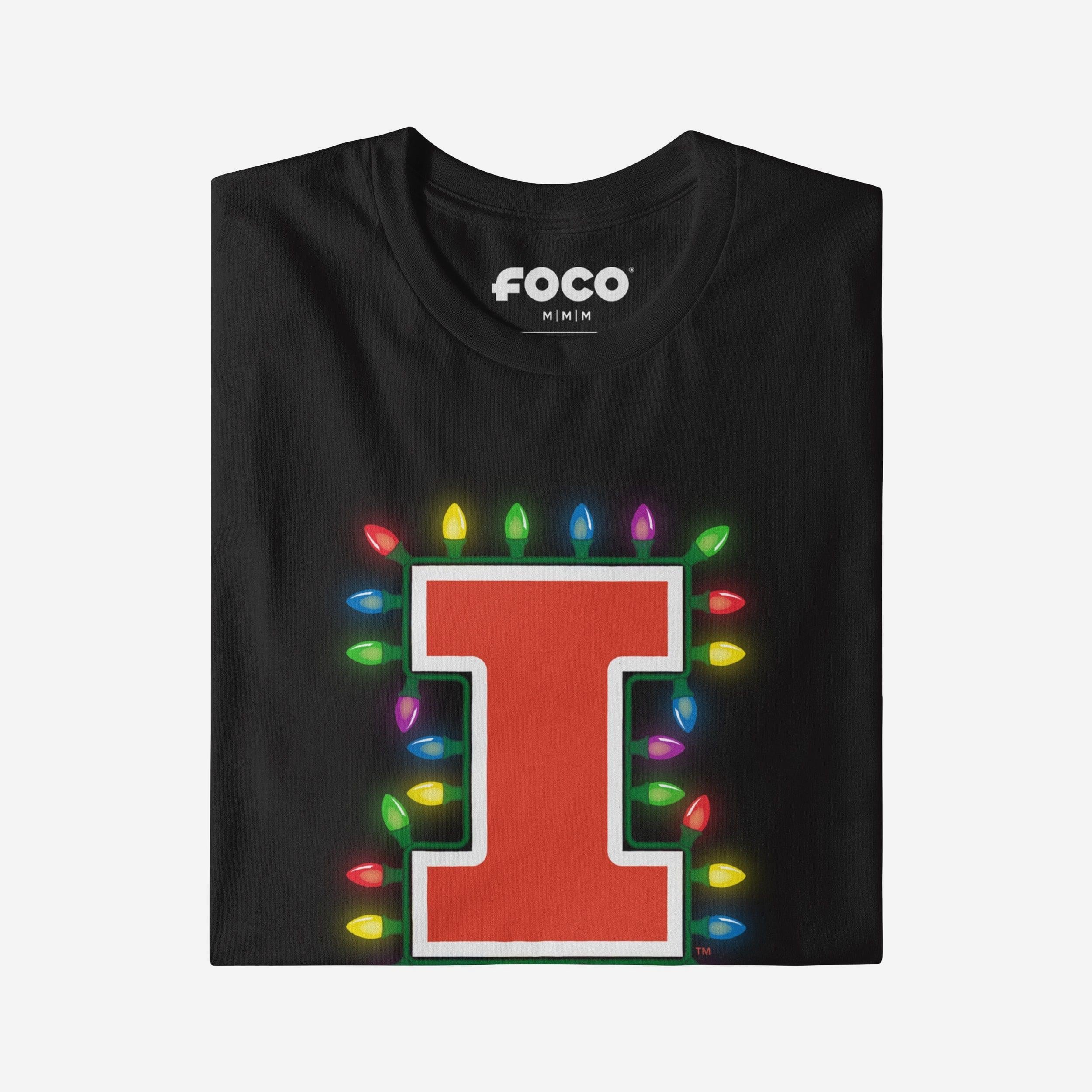 Illinois Fighting Illini Primary Logo Holiday Lights T-Shirt - Image 3