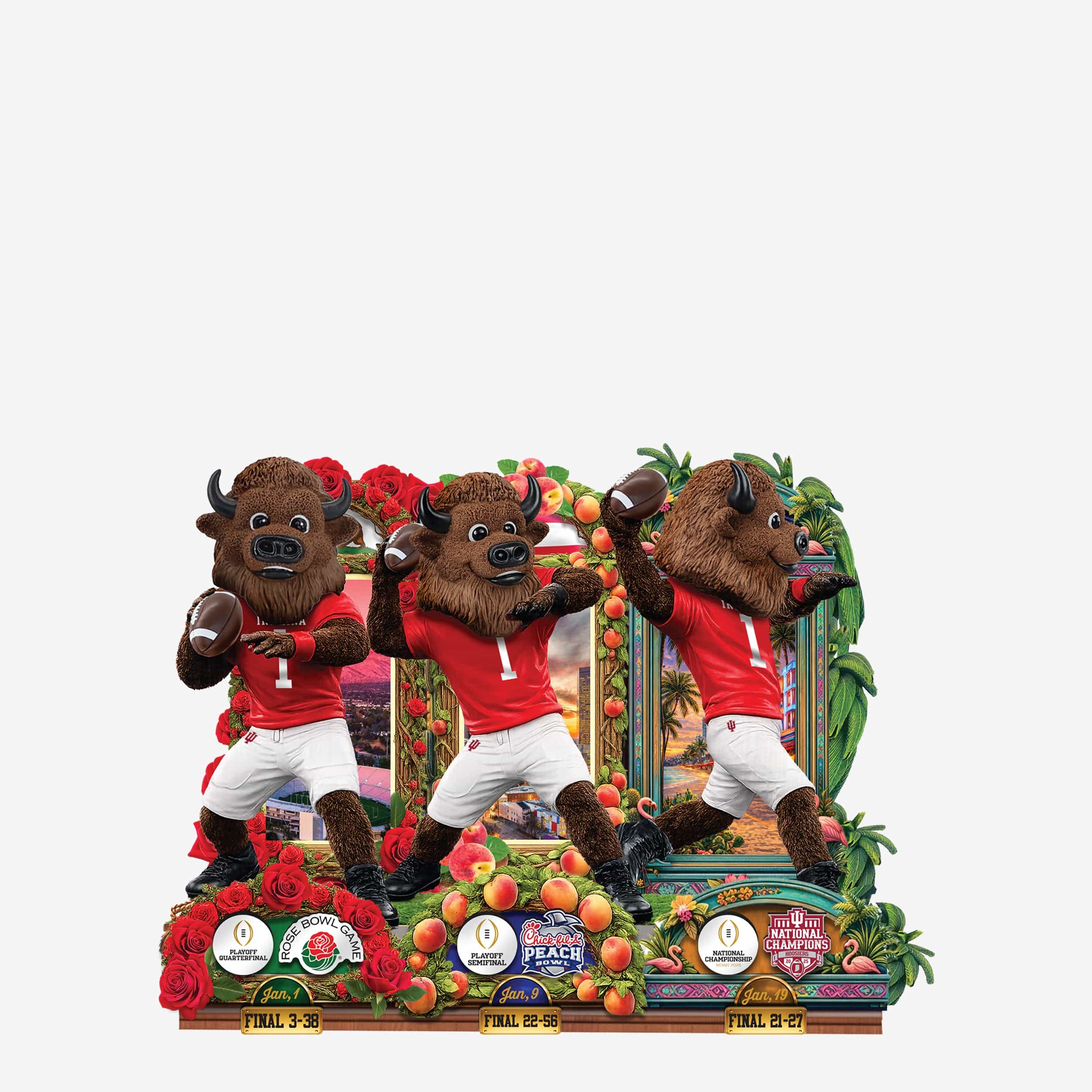 Indiana Hoosiers 2025 College Football National Champions Mascot Triple Bobblehead