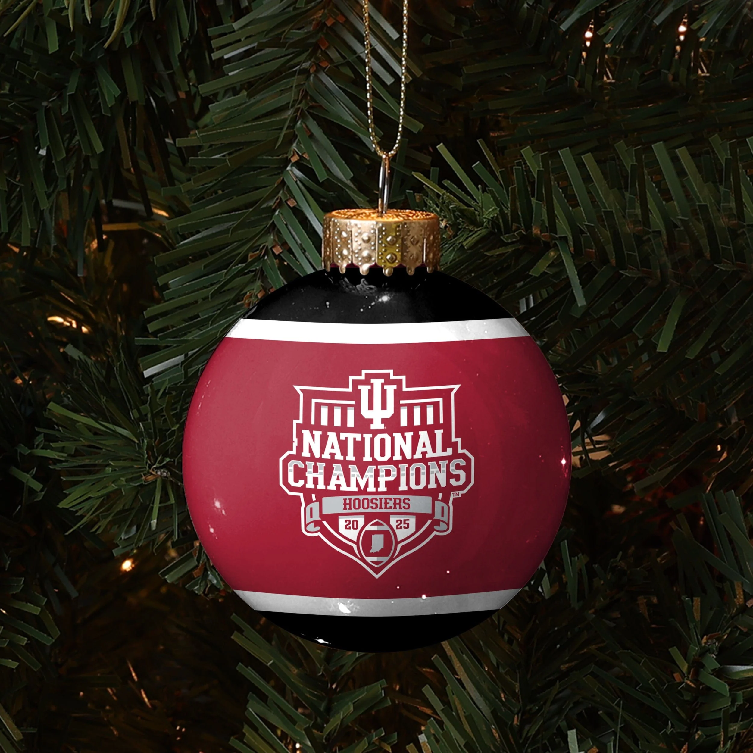 Indiana Hoosiers 2025 Football National Champions Glass Ball Ornament - Image 3