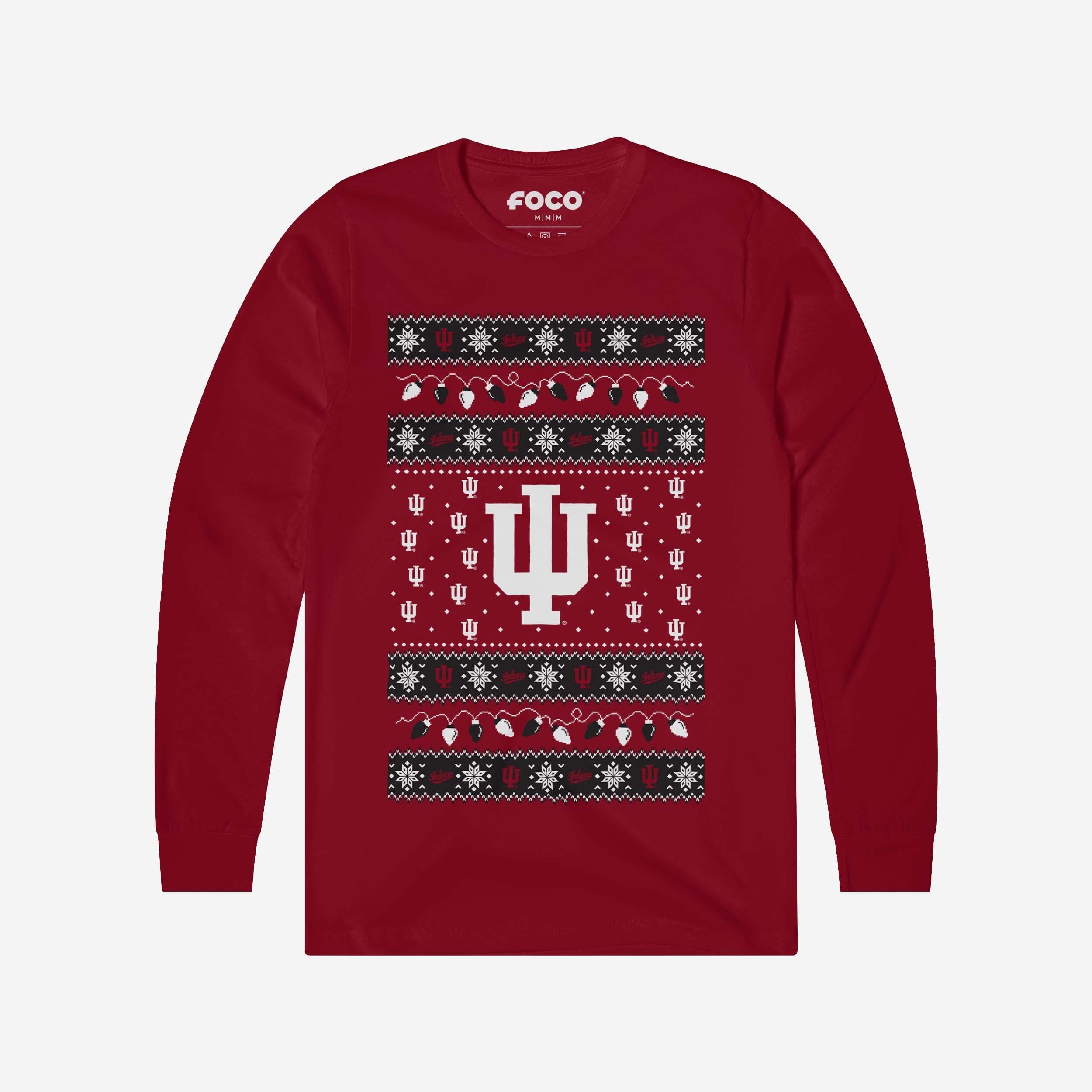 Indiana Hoosiers Holiday Lights Sweater Long Sleeve T-Shirt