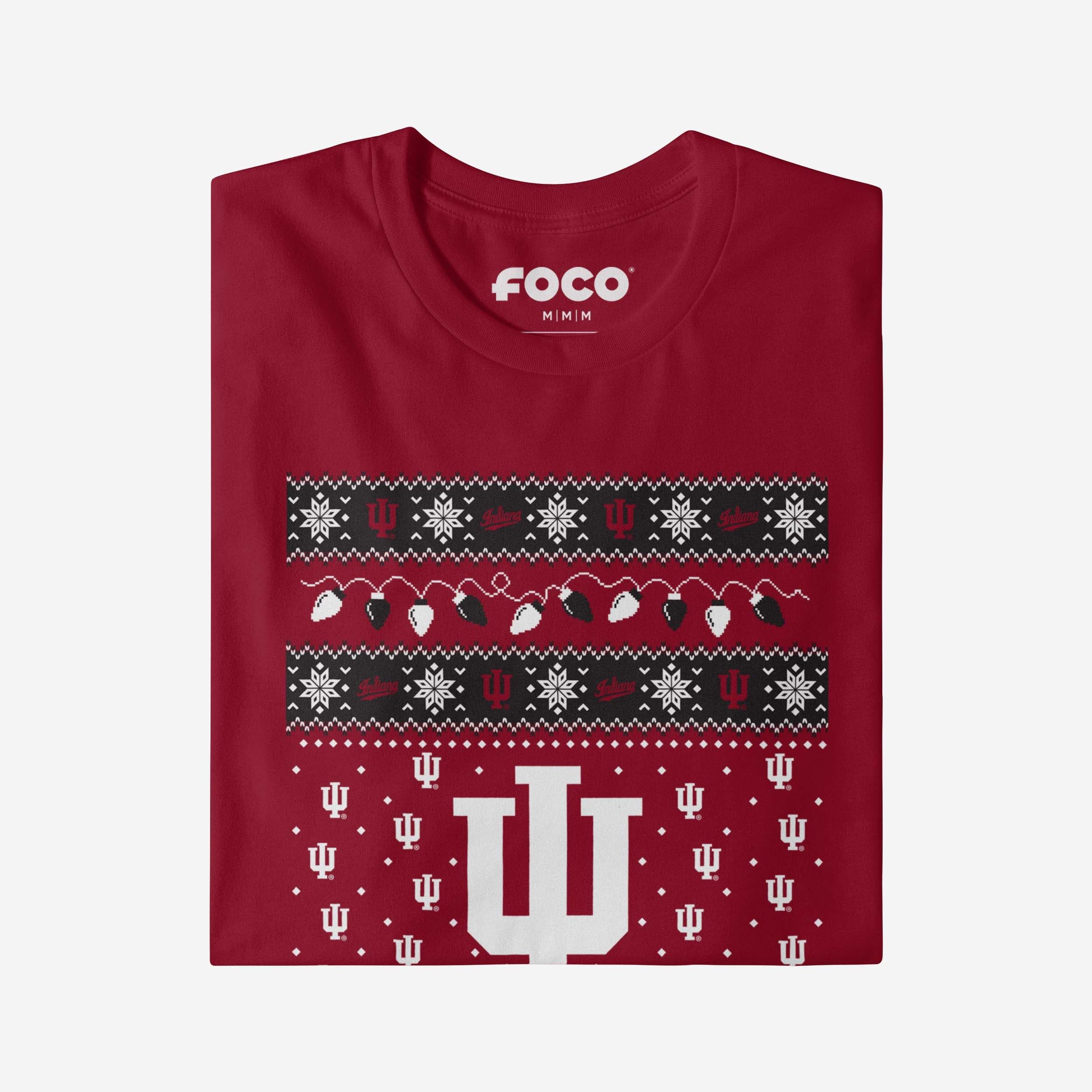 Indiana Hoosiers Holiday Lights Sweater Long Sleeve T-Shirt - Image 4