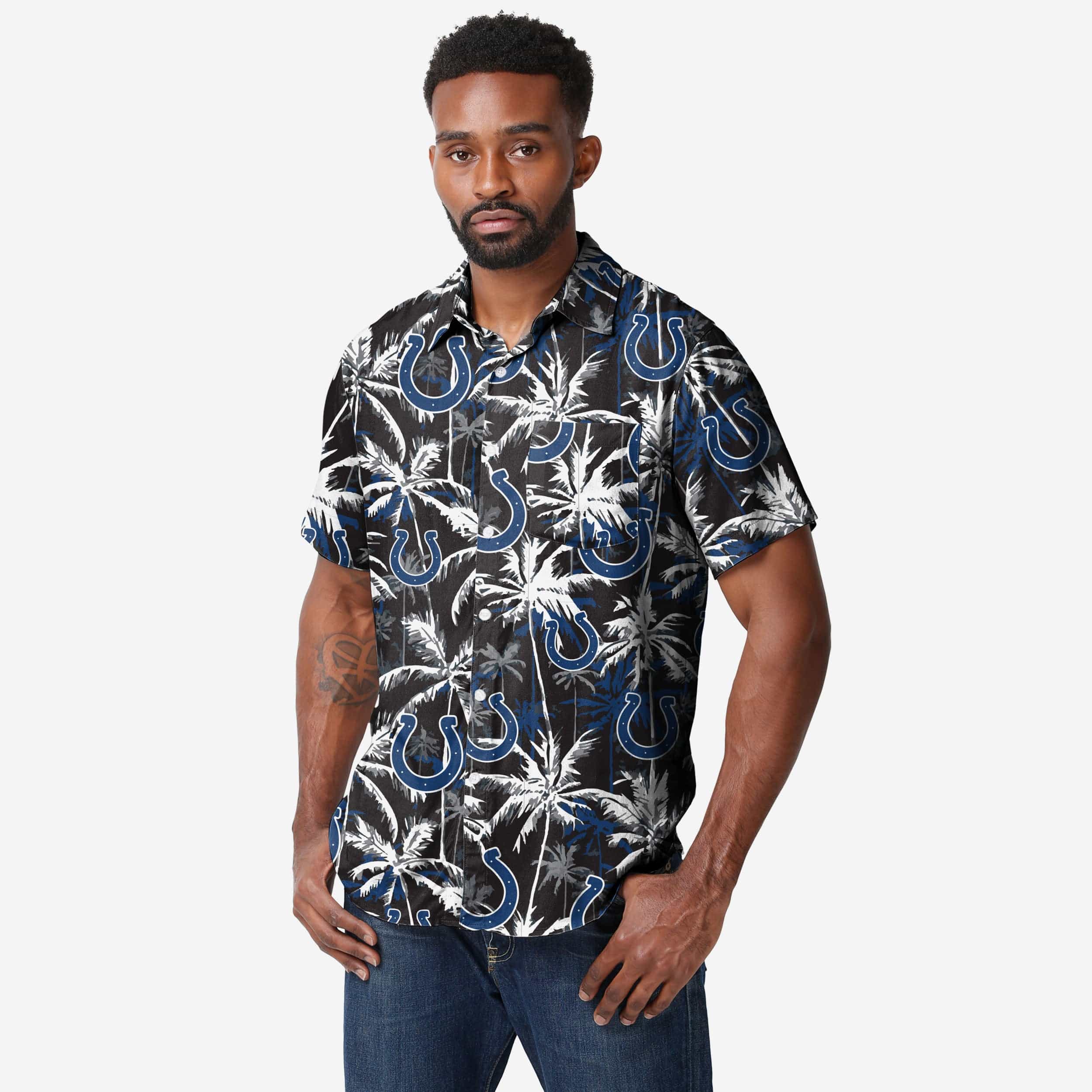 Indianapolis Colts Black Floral Button Up Shirt