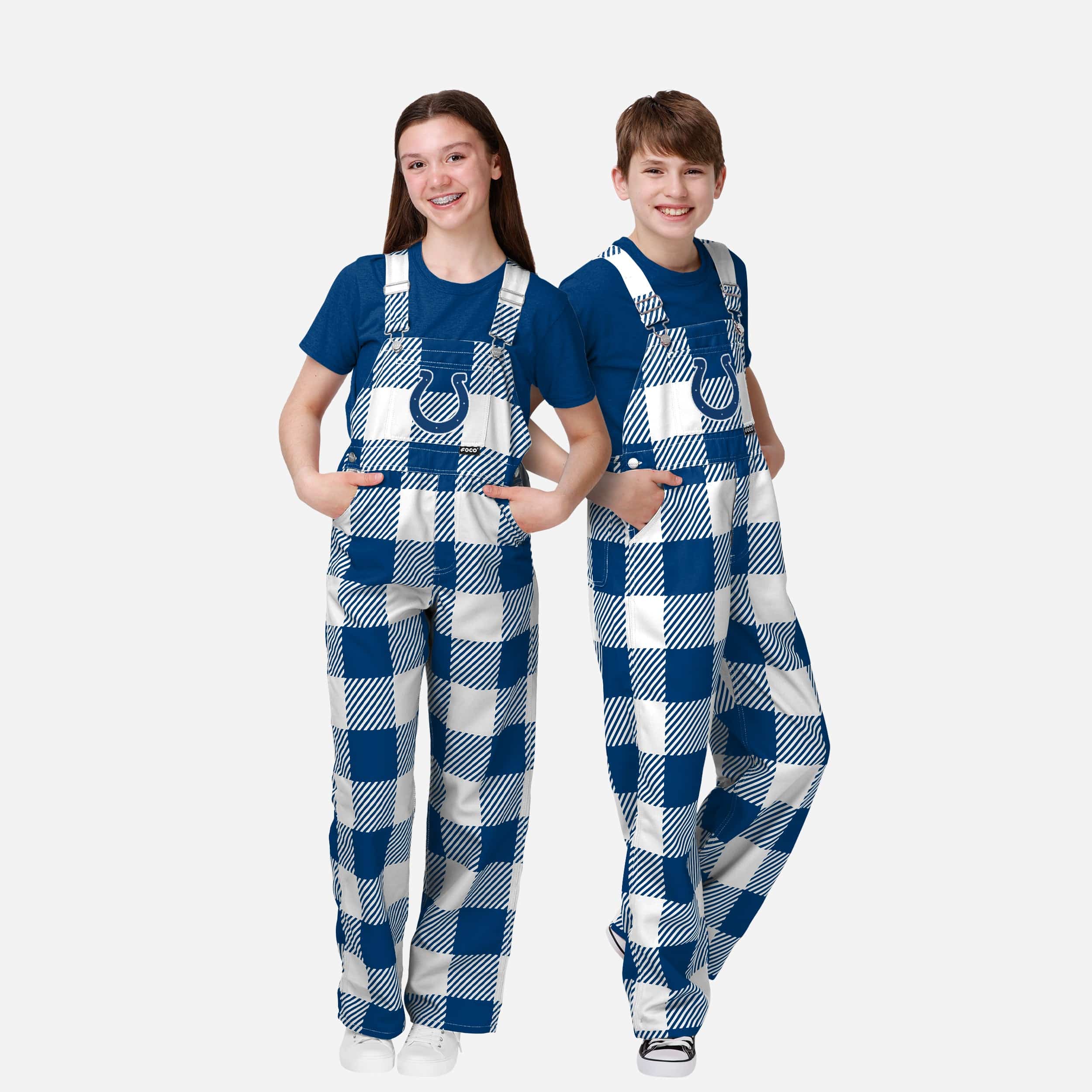 Indianapolis Colts Buffalo Youth Plaid Bib Overalls