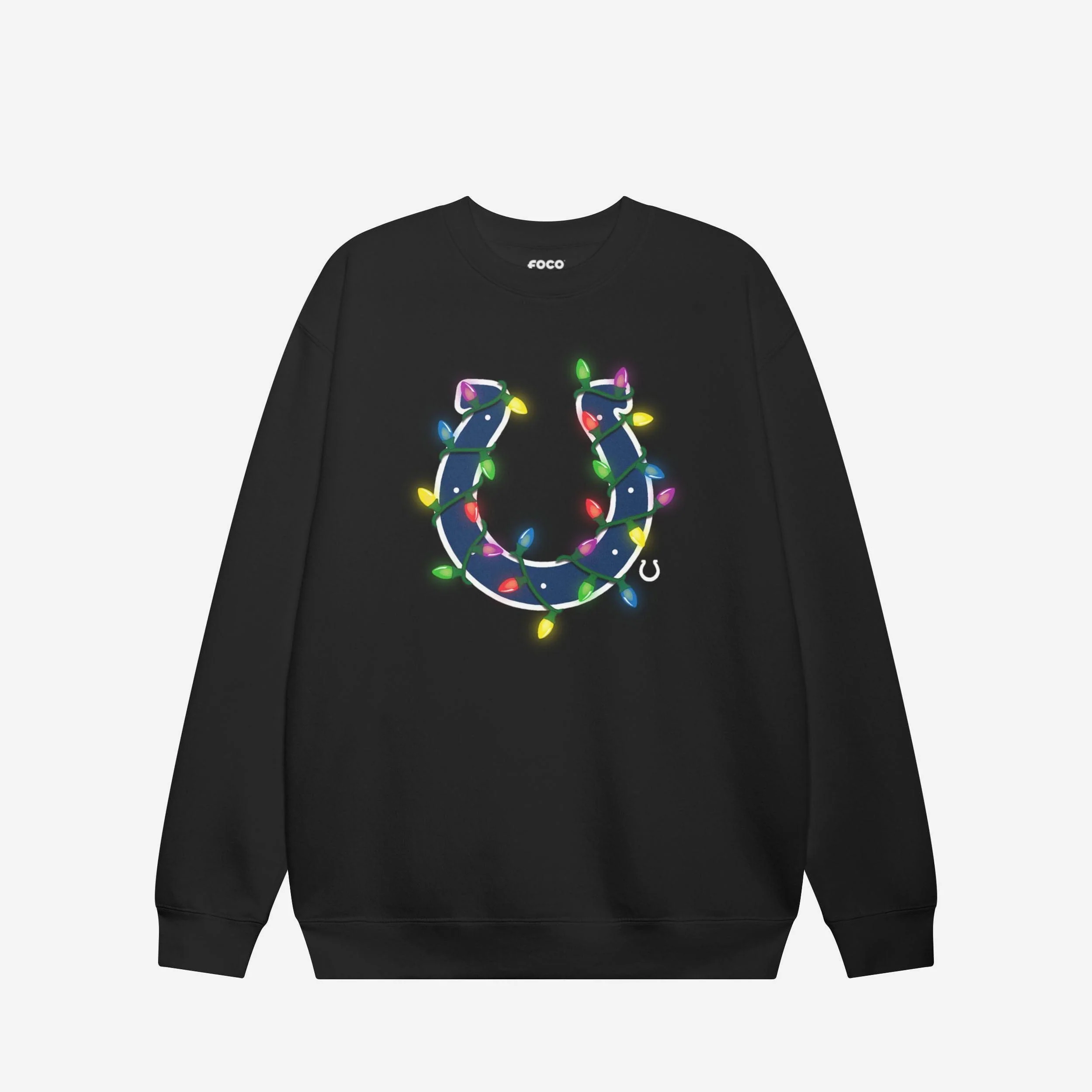 Indianapolis Colts Primary Logo Holiday Lights Crew Neck Sweatshirt