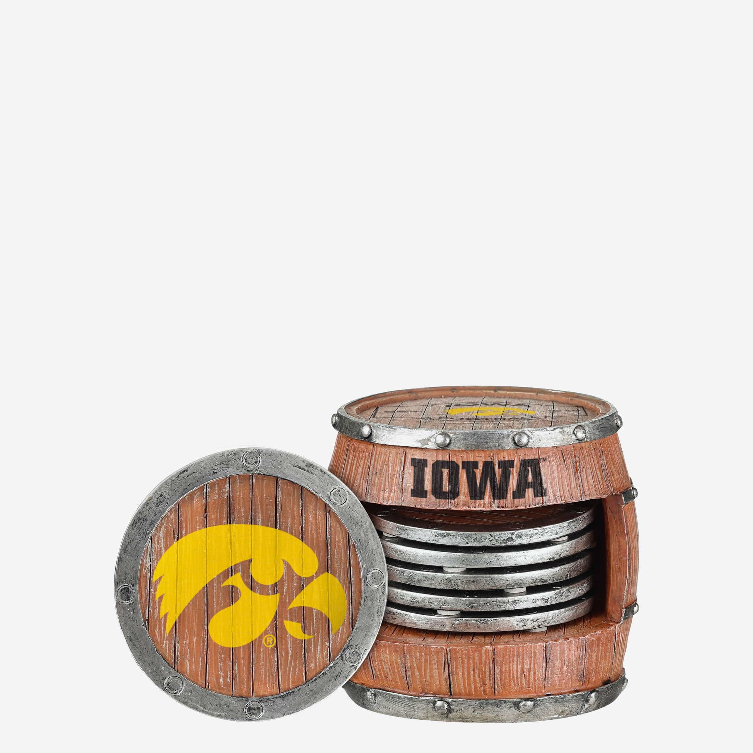 Iowa Hawkeyes 5 Pack Barrel Coaster Set