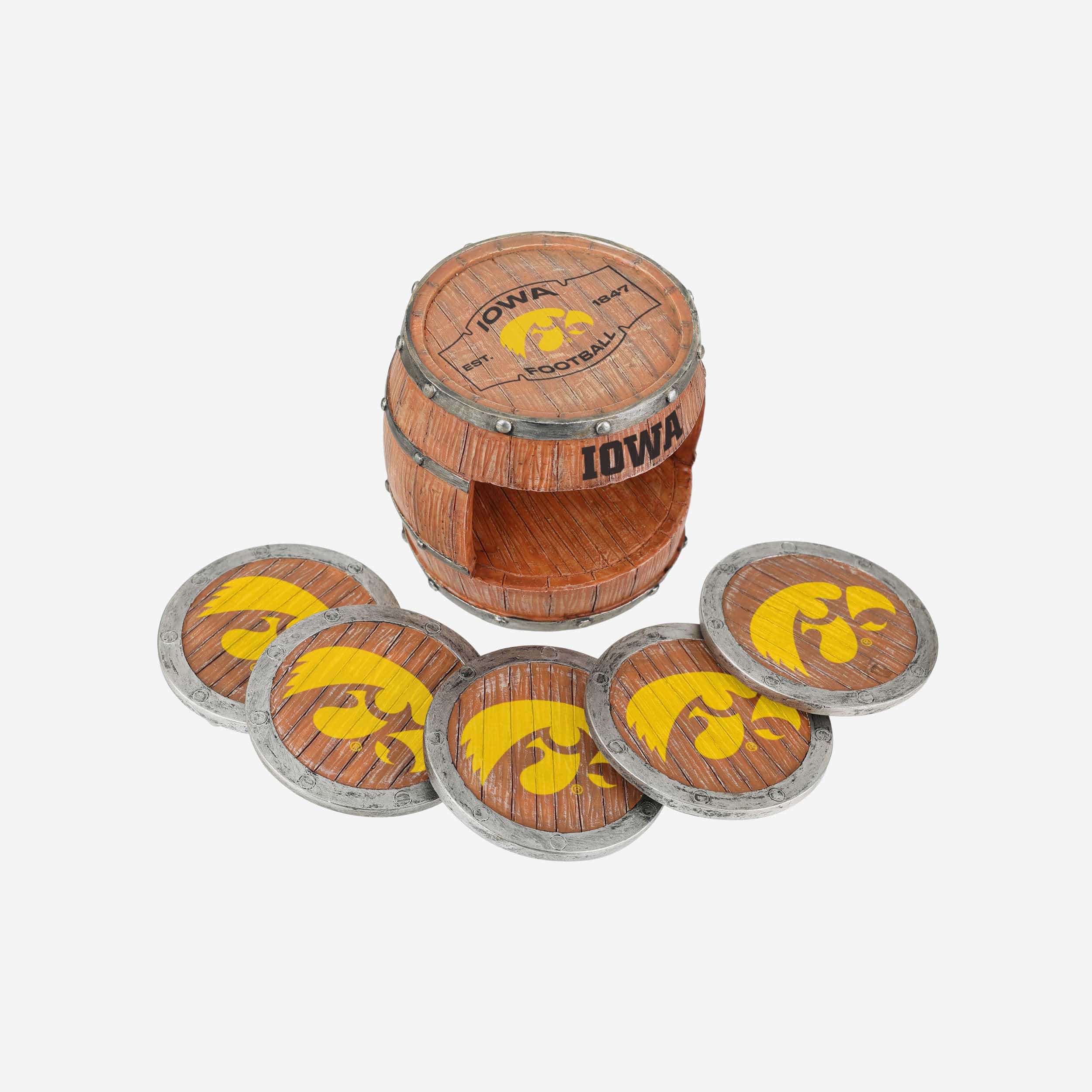 Iowa Hawkeyes 5 Pack Barrel Coaster Set - Image 3