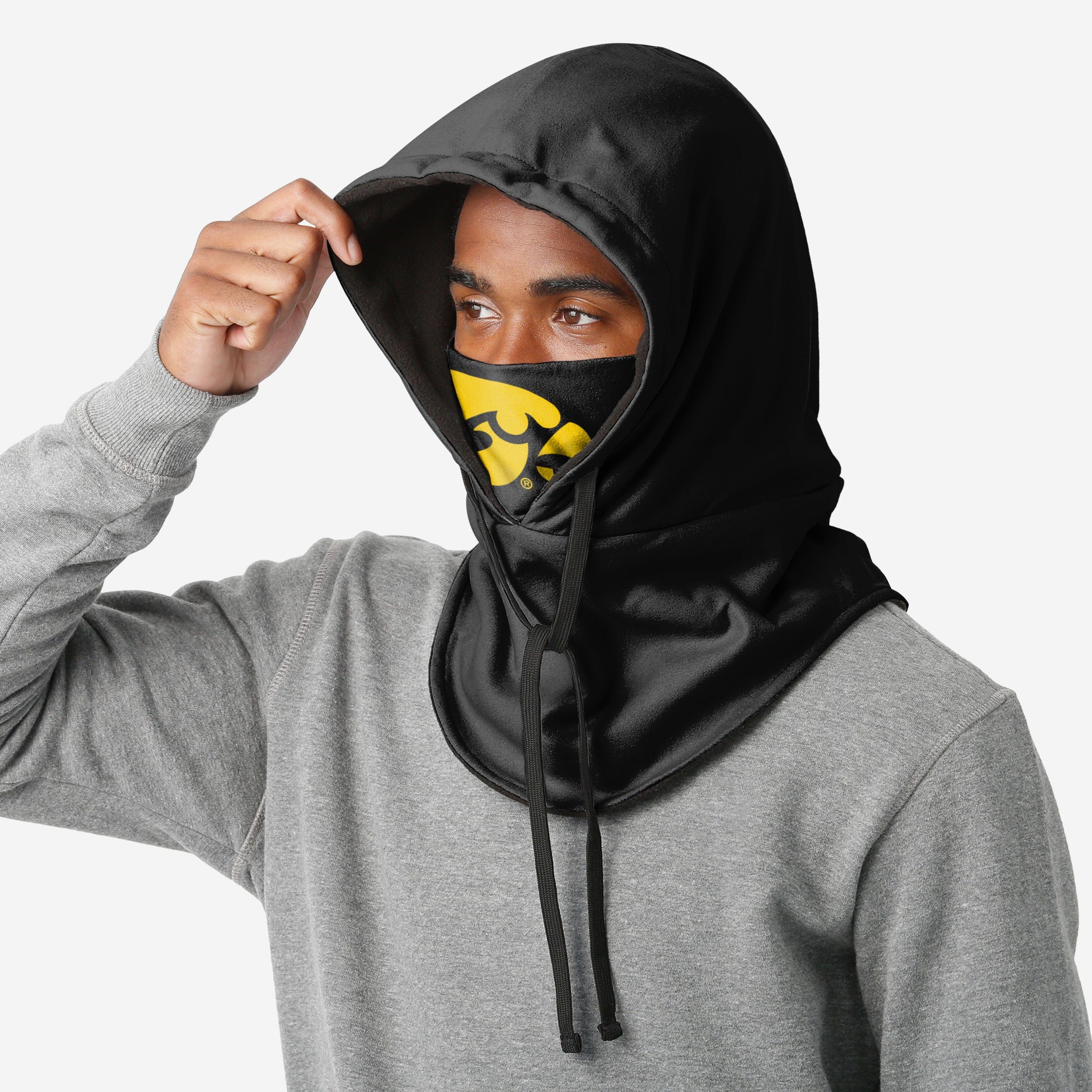 Iowa Hawkeyes Black Drawstring Hooded Gaiter - Image 3