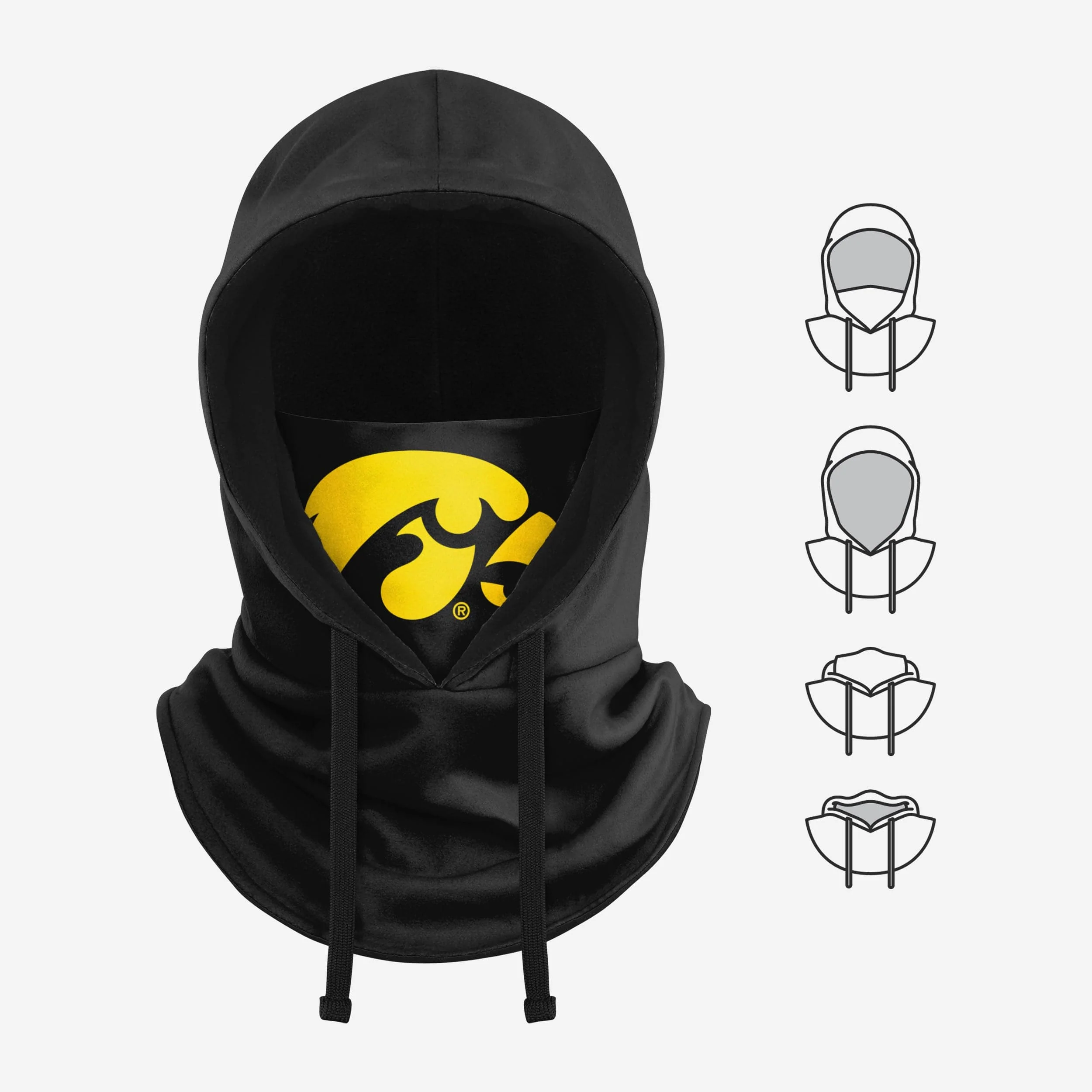 Iowa Hawkeyes Black Drawstring Hooded Gaiter - Image 5