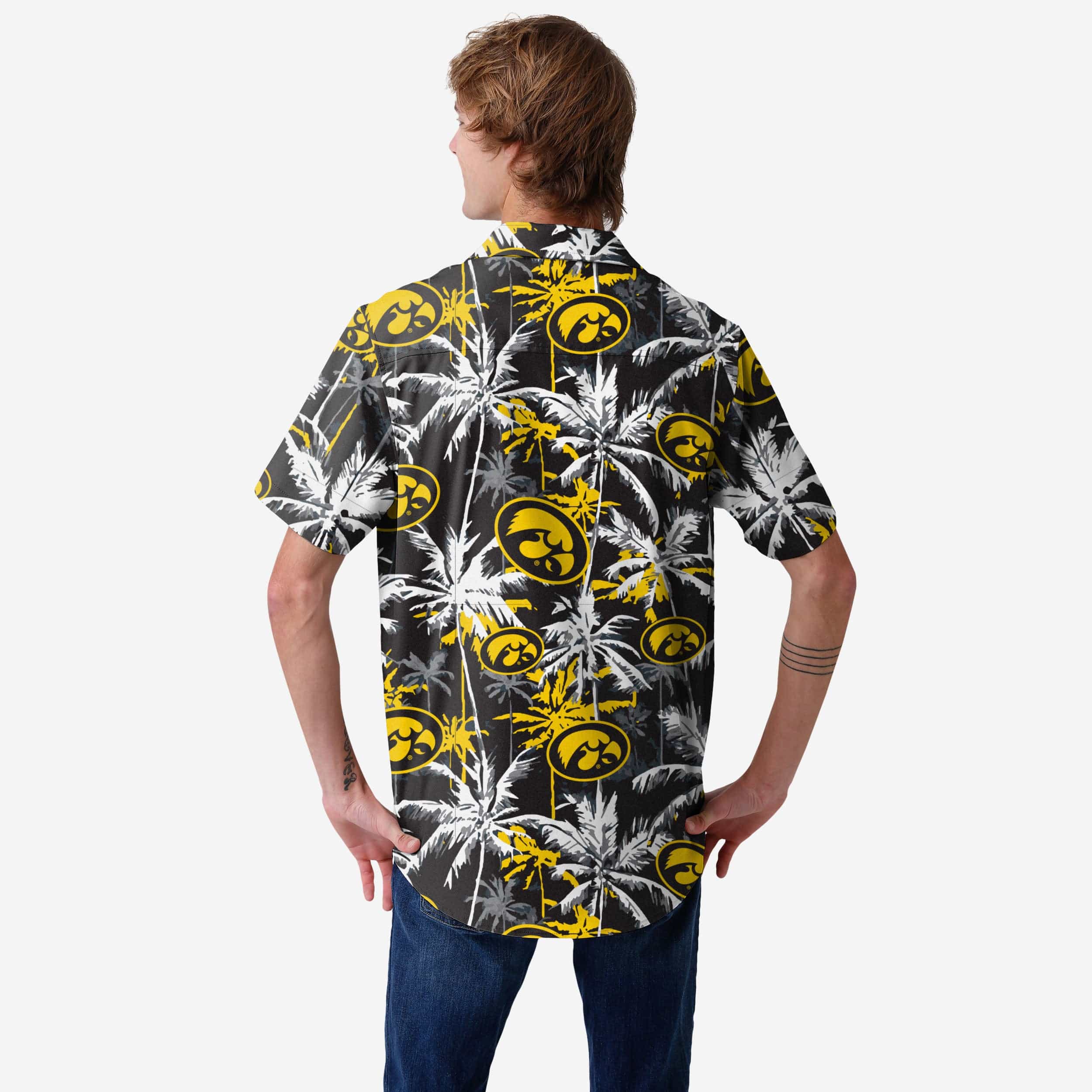 Iowa Hawkeyes Black Floral Button Up Shirt - Image 2
