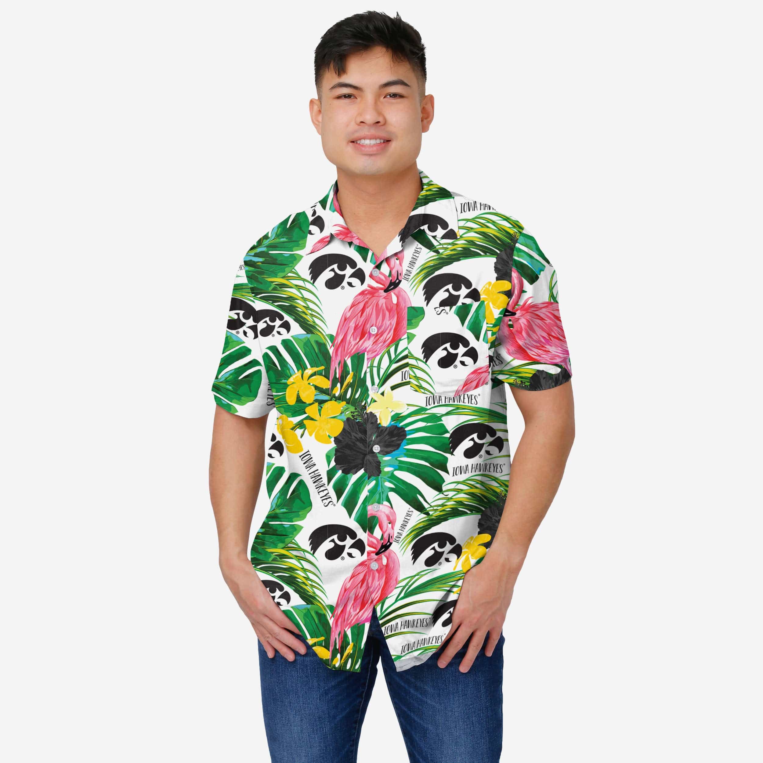 Iowa Hawkeyes Flamingo Button Up Shirt