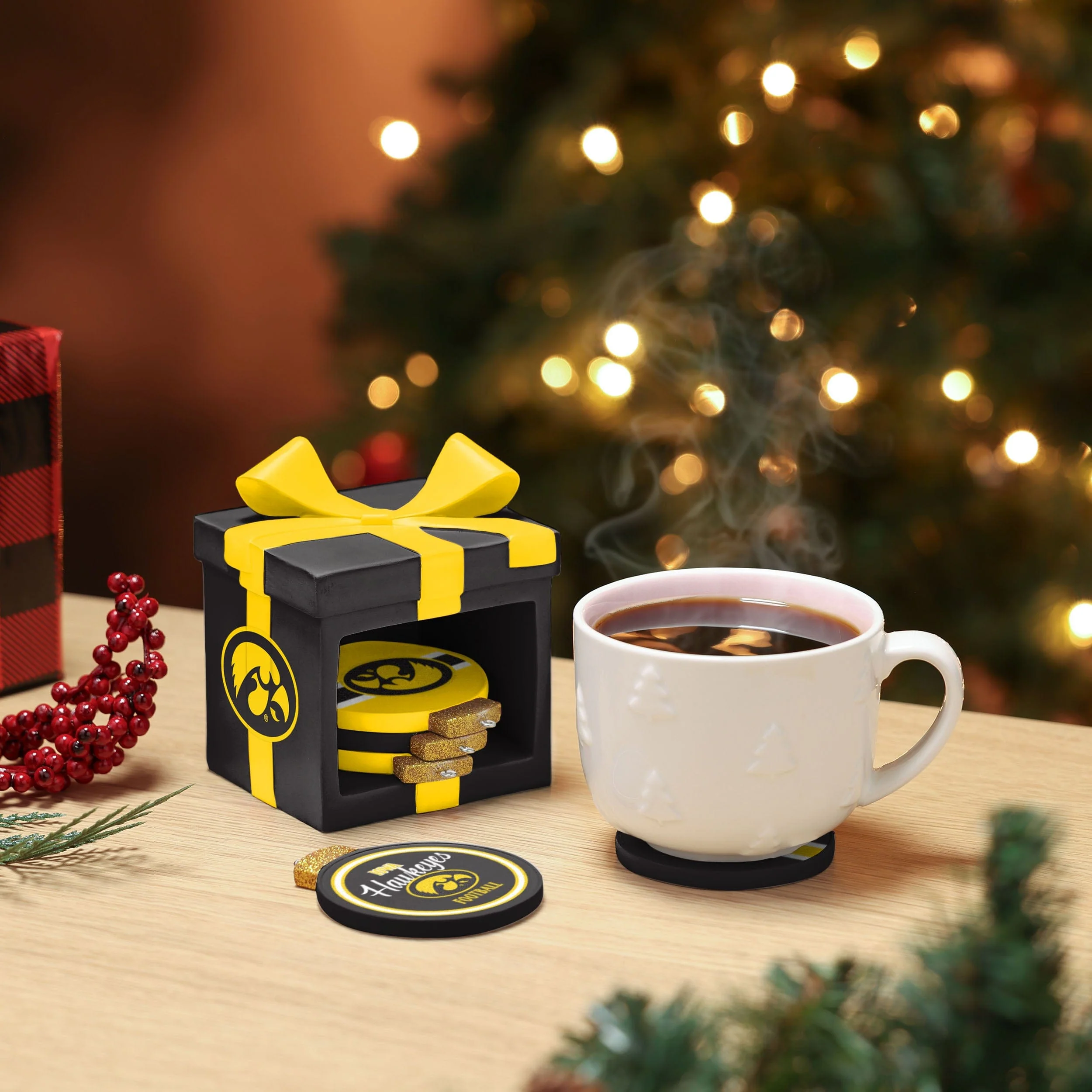Iowa Hawkeyes Holiday 5 Pack Coaster Set - Image 2