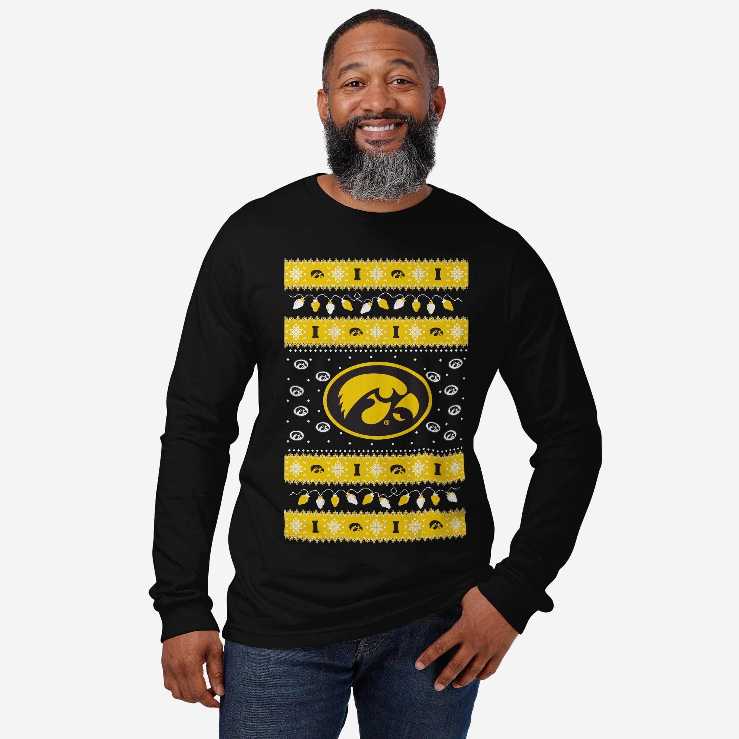Iowa Hawkeyes Holiday Lights Sweater Long Sleeve T-Shirt - Image 2