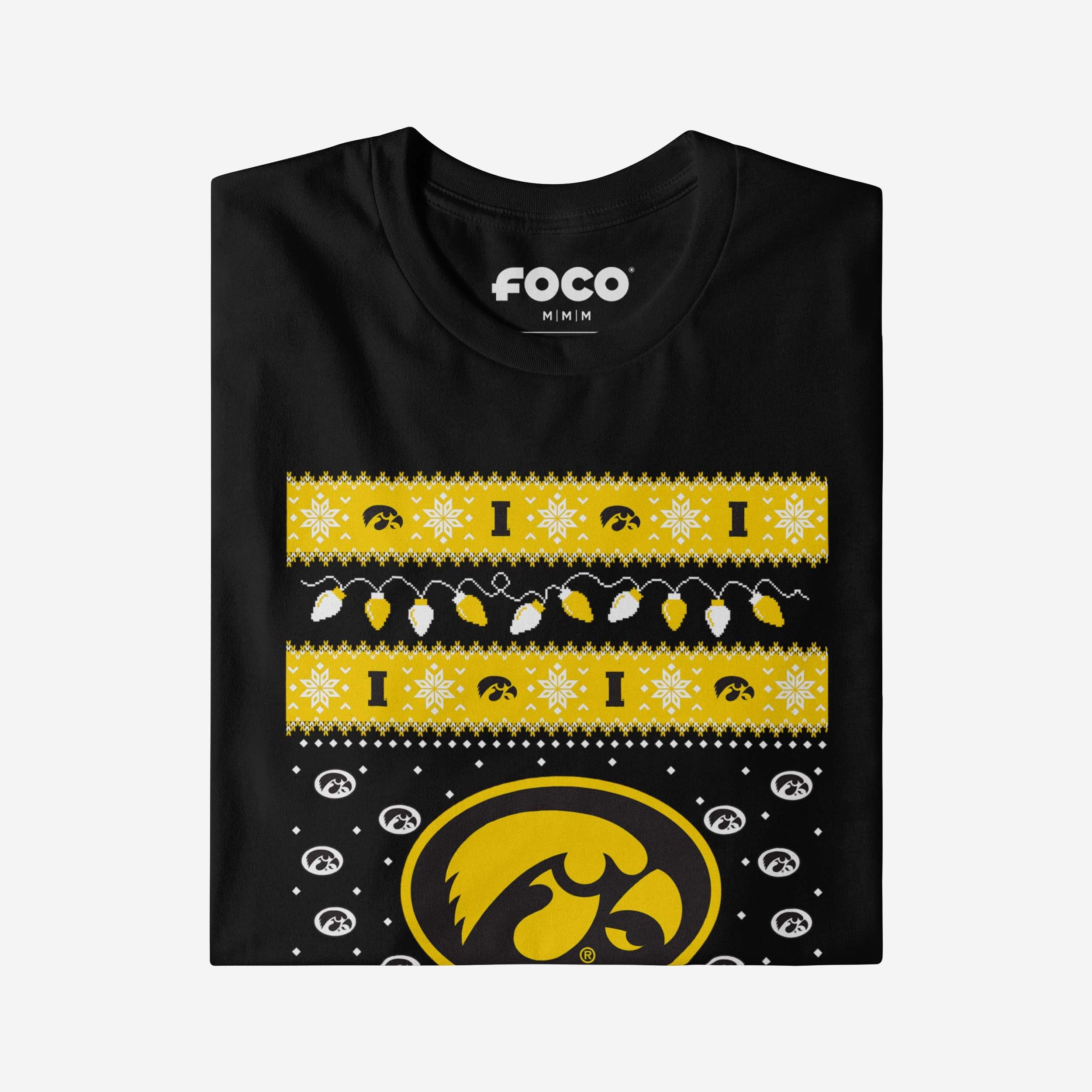Iowa Hawkeyes Holiday Lights Sweater Long Sleeve T-Shirt - Image 4