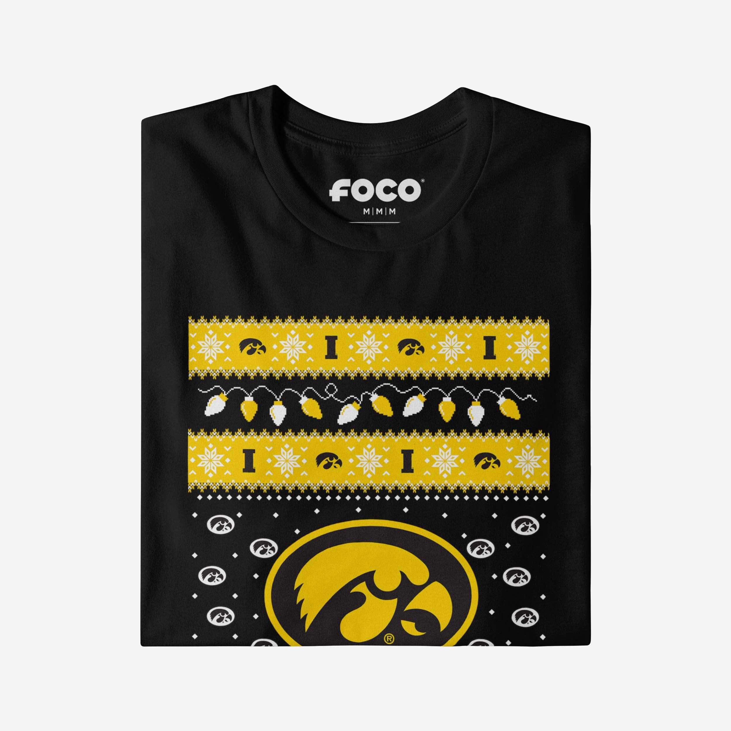 Iowa Hawkeyes Holiday Lights Sweater T-Shirt - Image 4